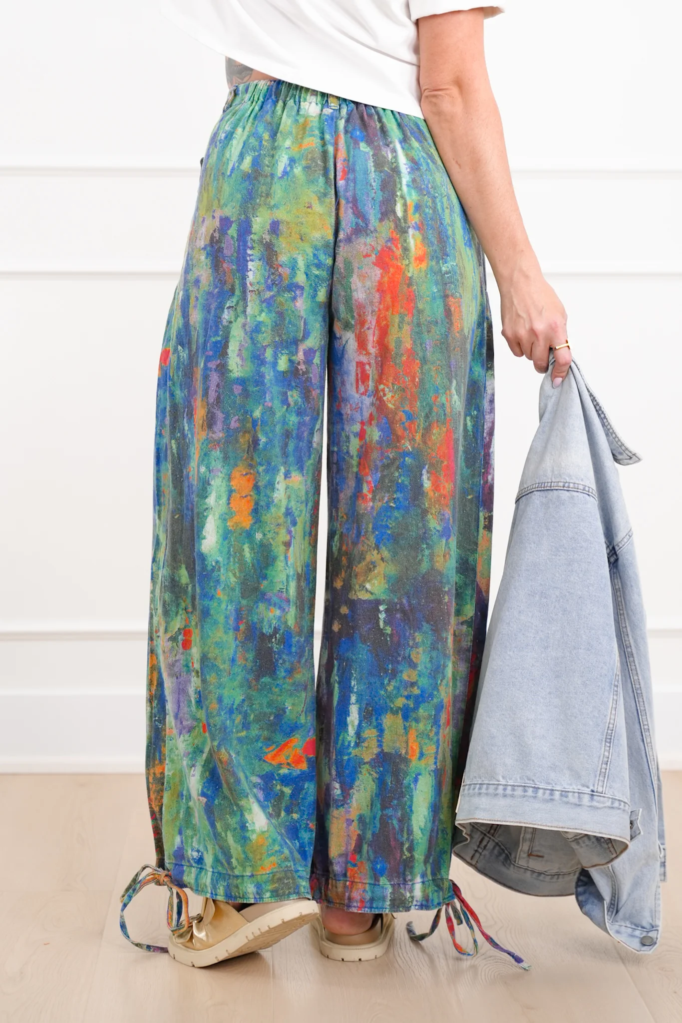 Restock! Plus/Reg Wash Painted High Waist Wide Leg Pants - Image 5