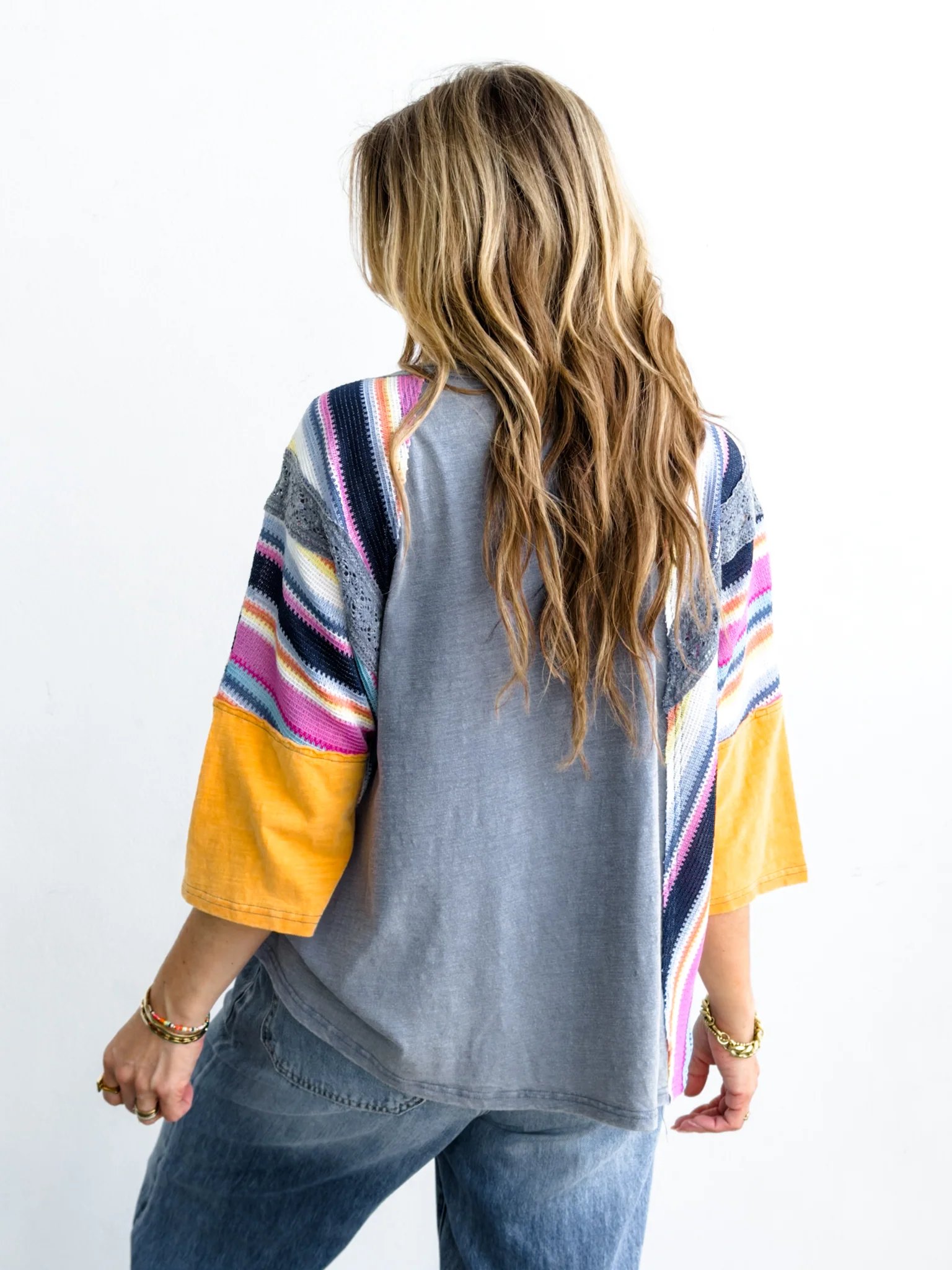 Plus/Reg Washed 3/4 Sleeve with Stripes - Image 4