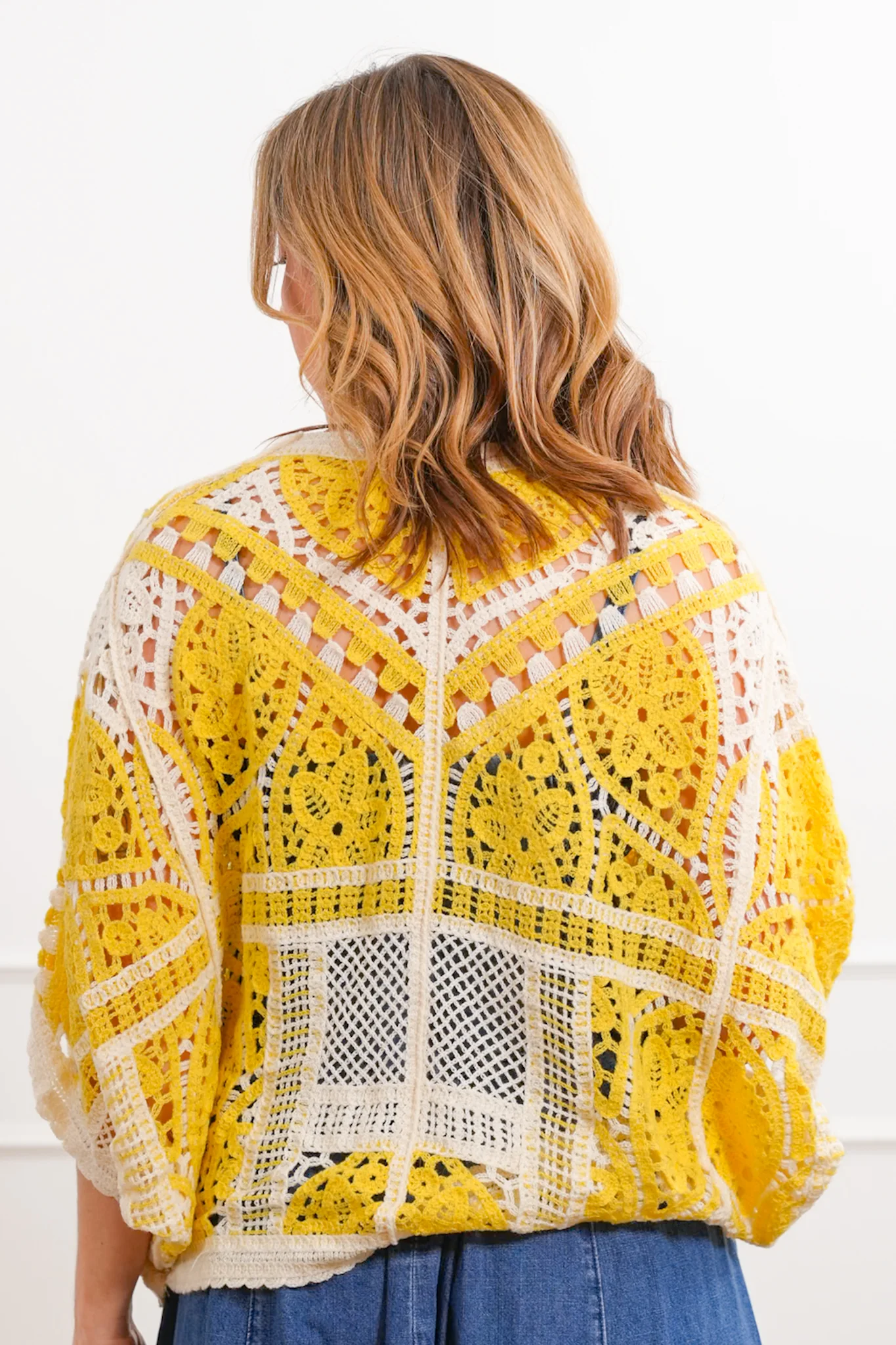 POL Crochet 3/4 Sleeve Open Cardigan - Image 3