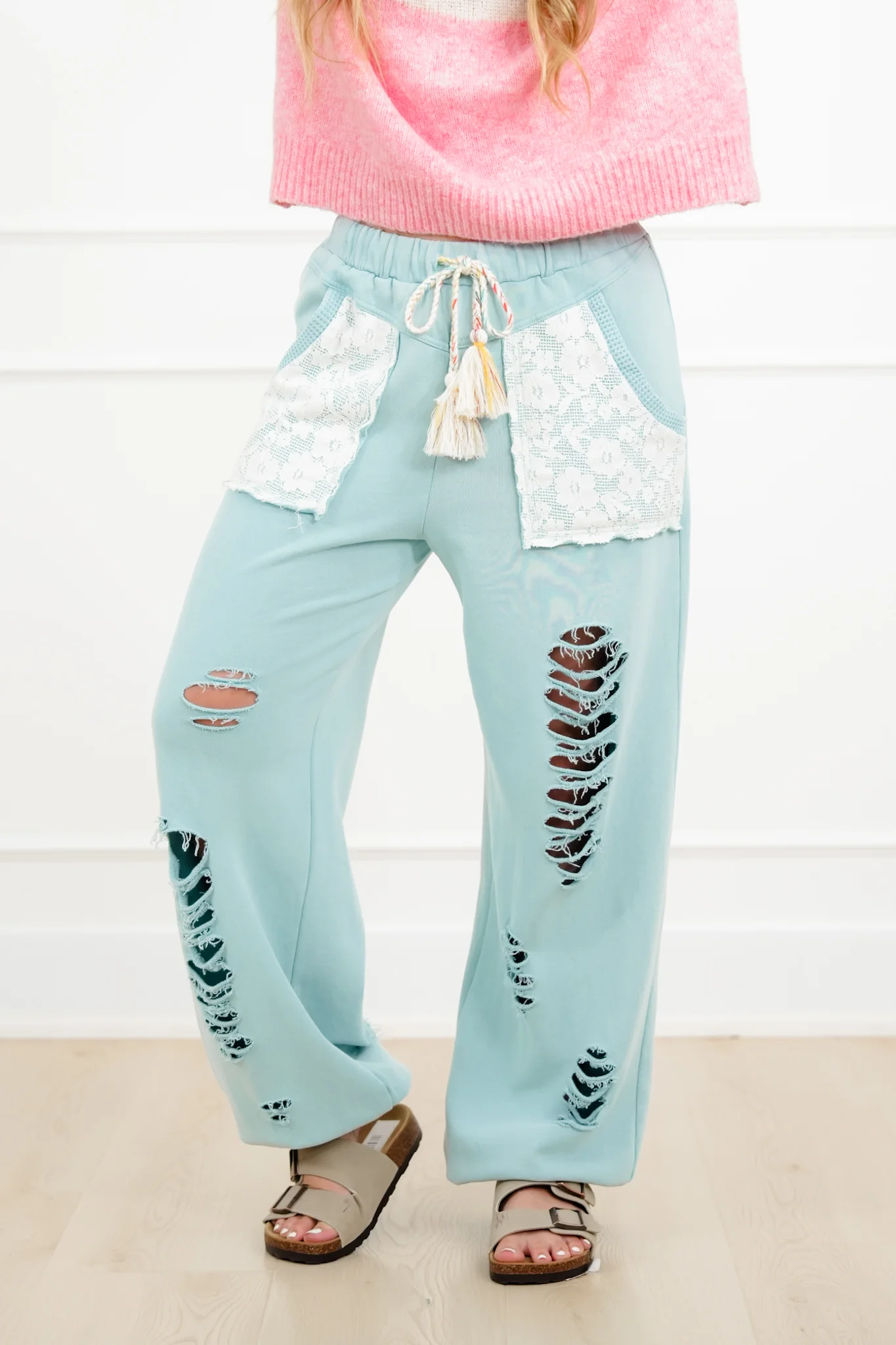 POL Distressed Elastic Waistband Jogger Pants - Image 2