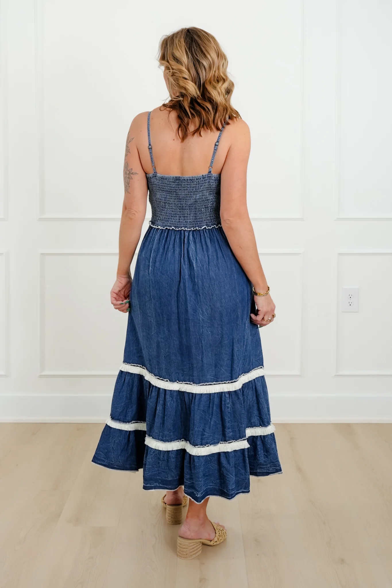 POL Embroidered Sequin Sleeveless V Neck Maxi Dress - Image 3
