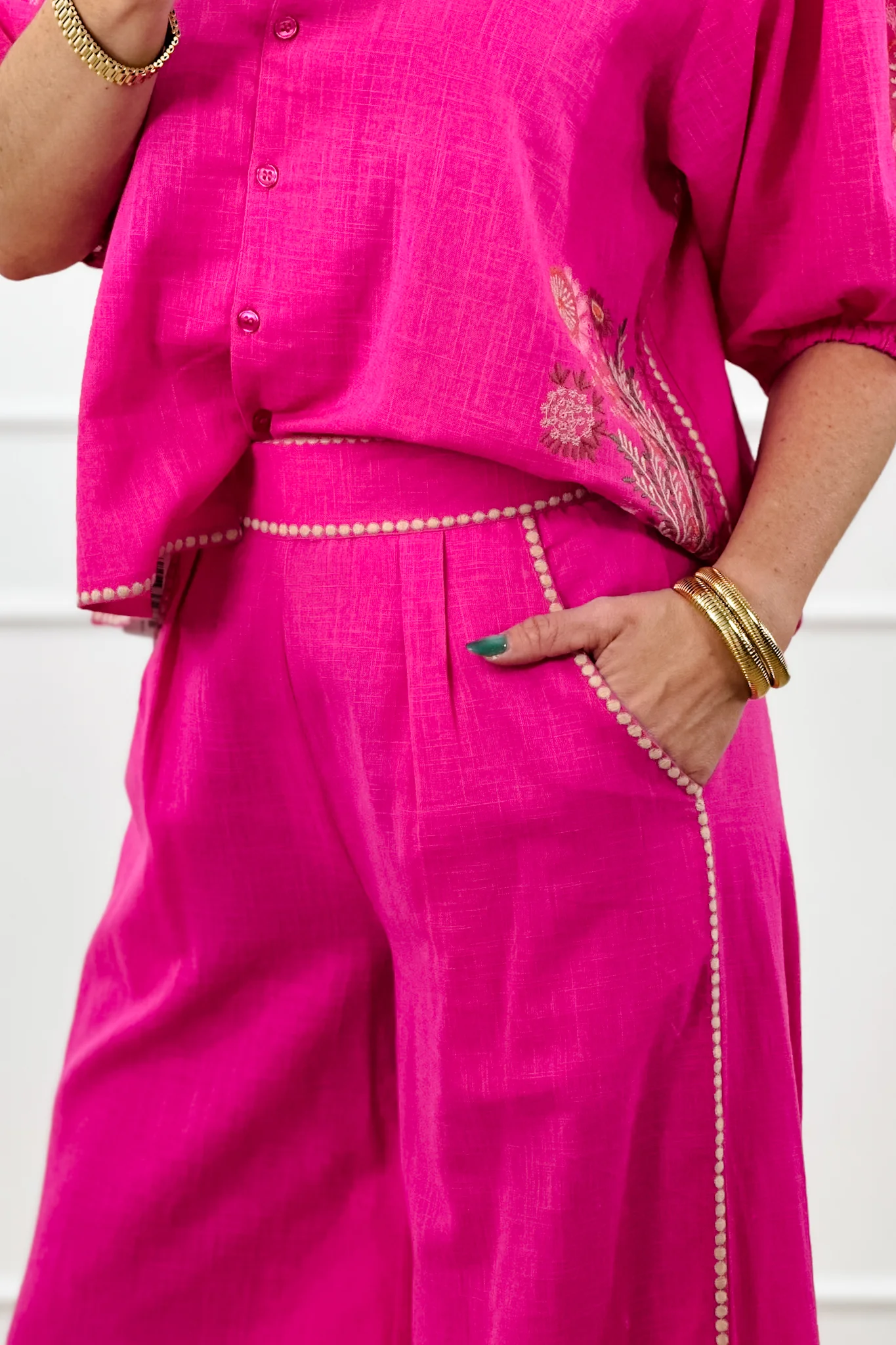 POL Embroidered Woven Wide Leg Pants - Image 3