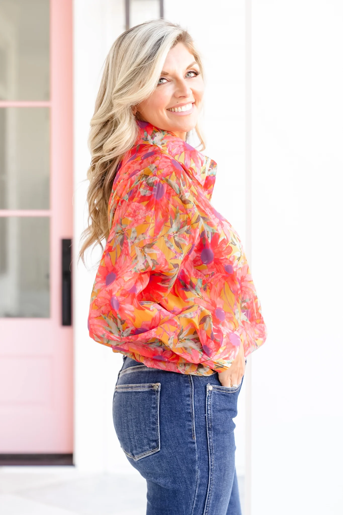 POL Floral Long Sleeve Button Up Blouse - Image 3