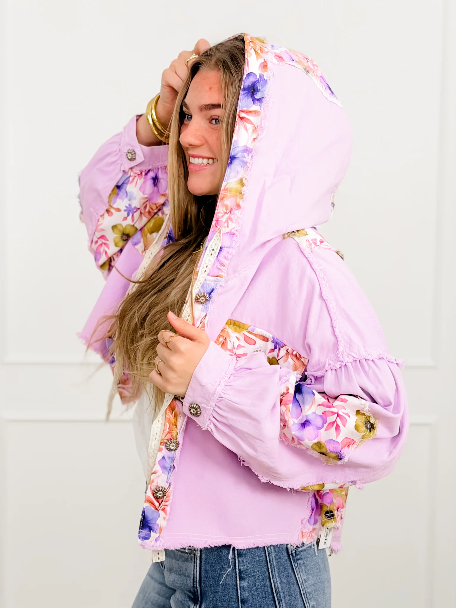 POL Floral Print Long Sleeve Button Up Shacket - Image 4