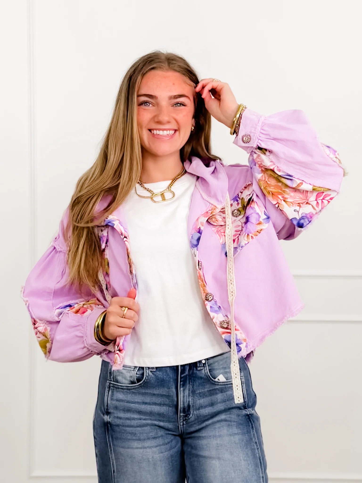 POL Floral Print Long Sleeve Button Up Shacket - Image 5