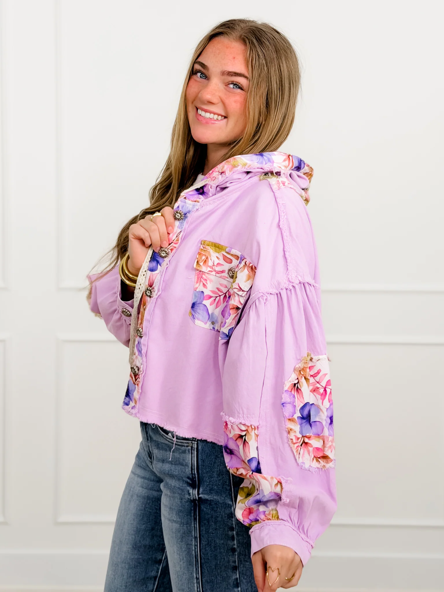POL Floral Print Long Sleeve Button Up Shacket - Image 7
