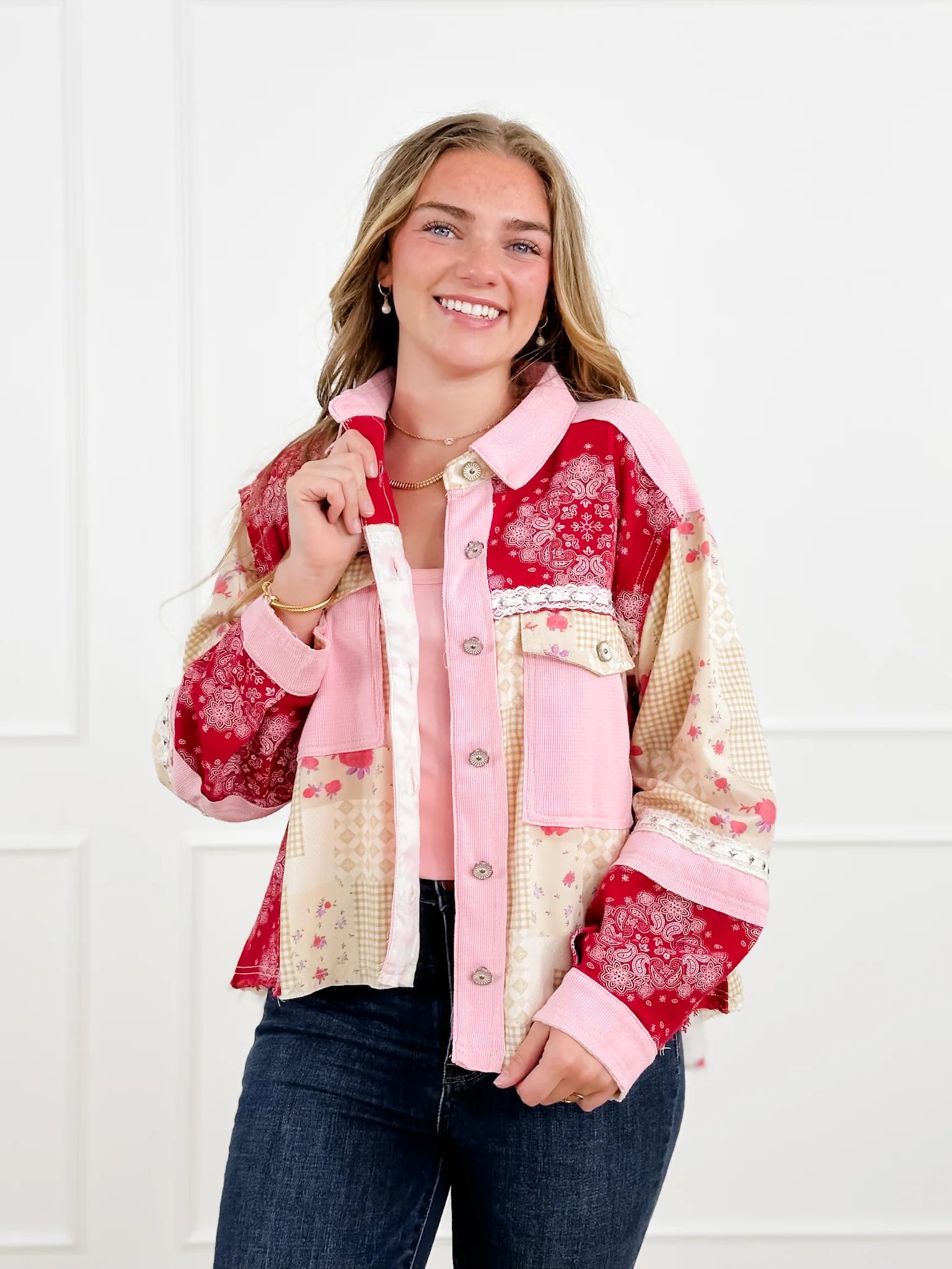 POL Multi Print Long Sleeve Button Up Jacket - Image 2