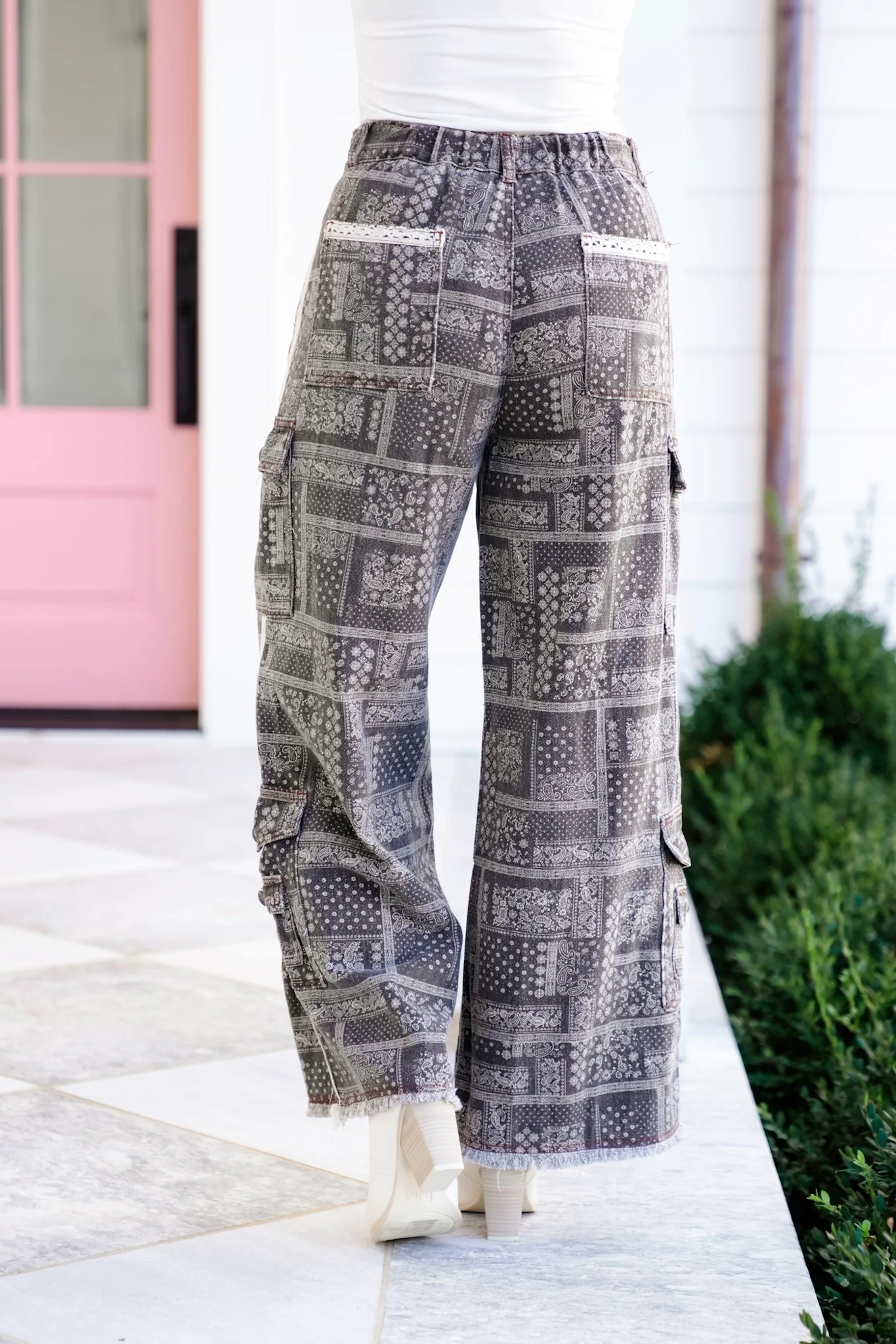 POL Paisley Print Relaxed Fit Wide Leg Pants - Image 6