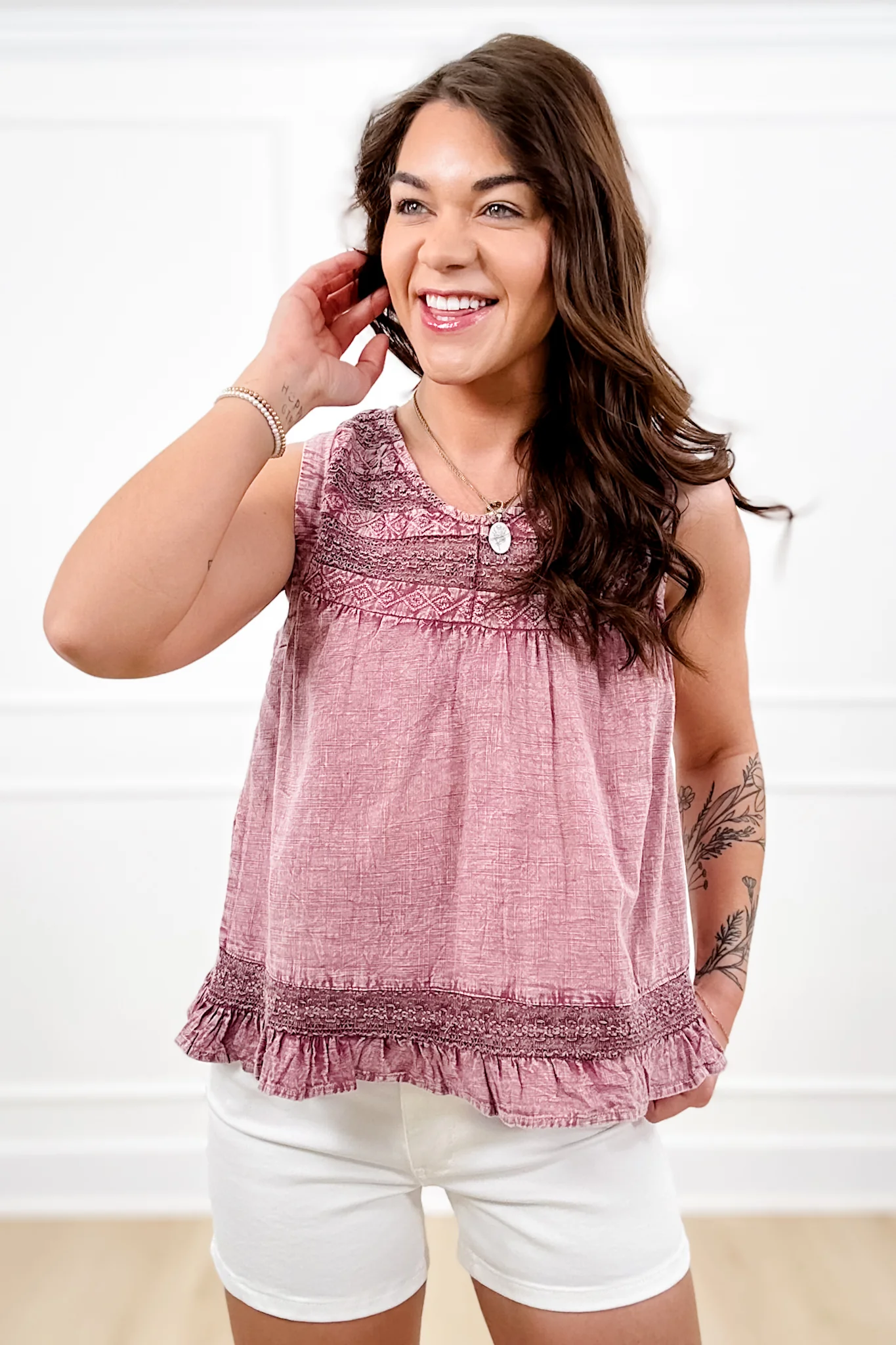 POL Sleeveless Baby Doll Top with Ruffle Trim - Image 5