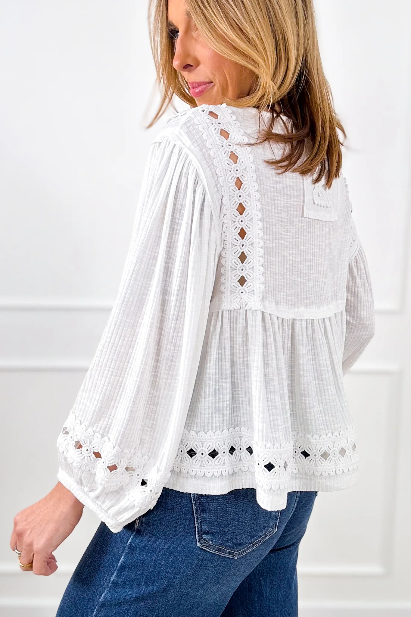 POL Solid Ribbed Long Sleeve V Neck Top - Image 5