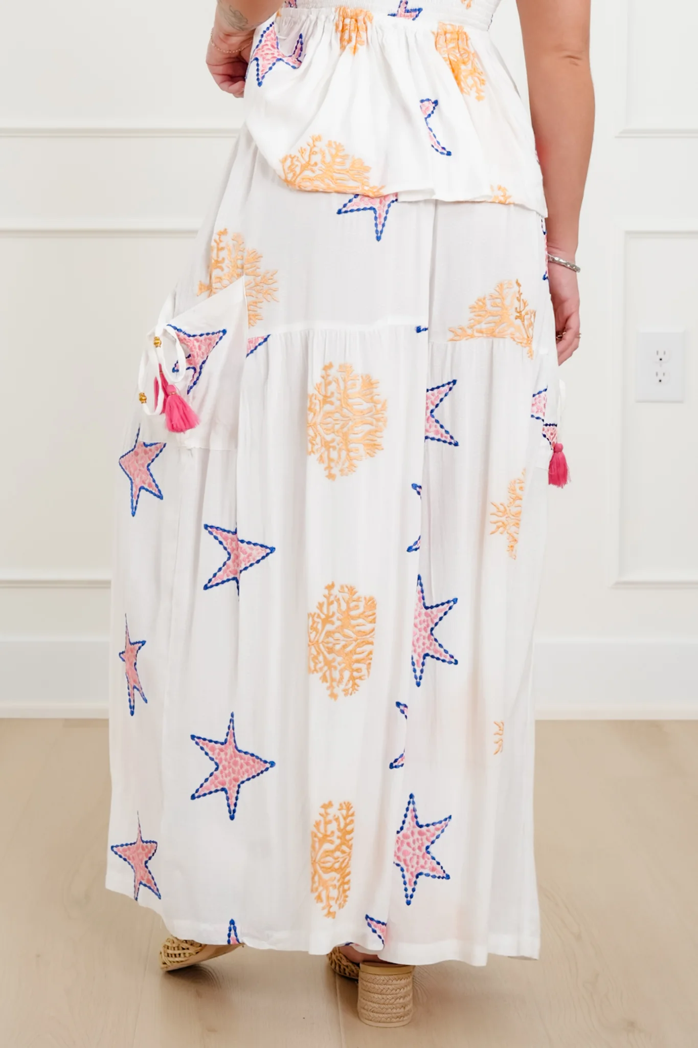 POL Star Embroidered Elastic Waist Wide Leg Pants - Image 4