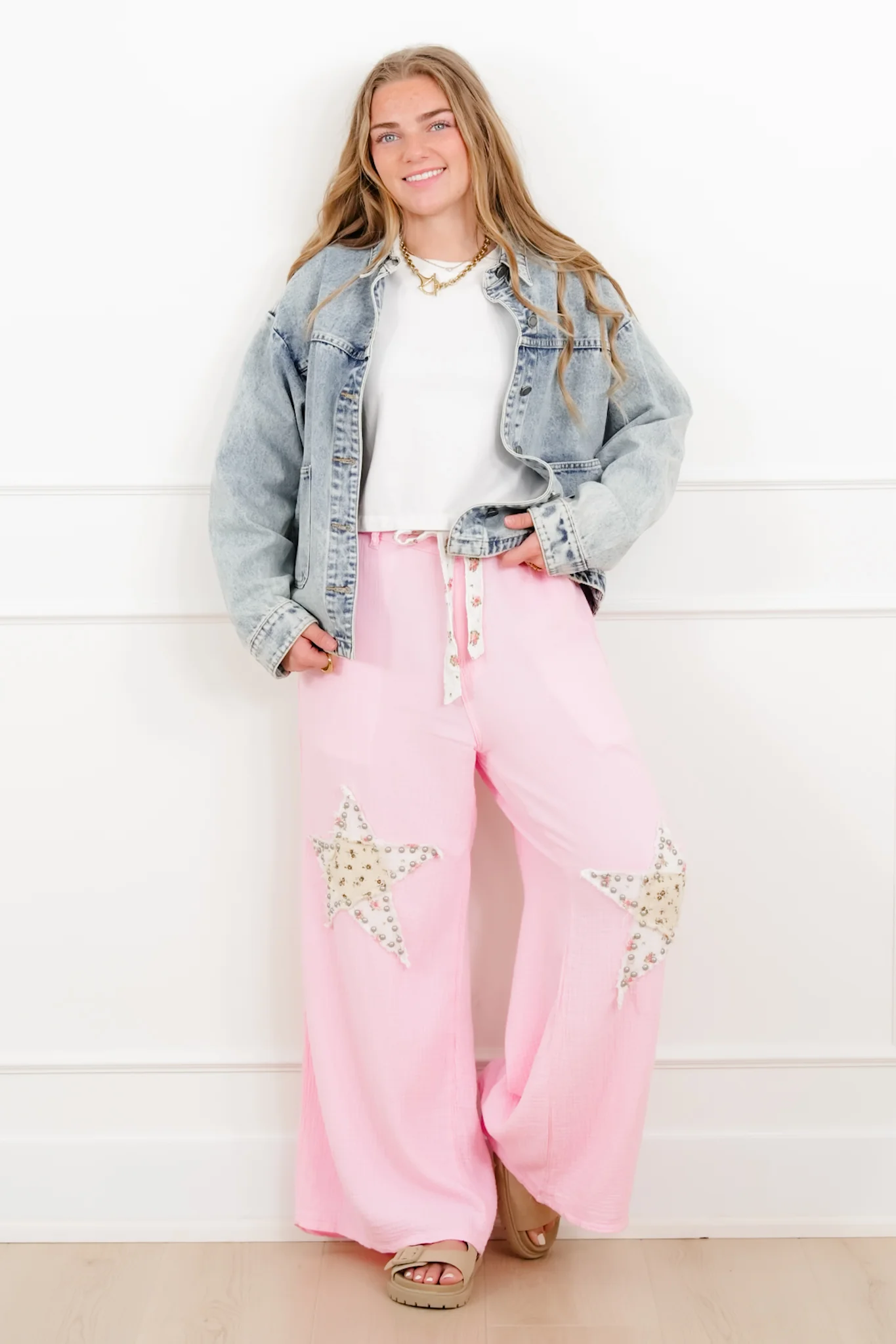 POL Star Patch High Rise Wide Leg Pants - Image 2
