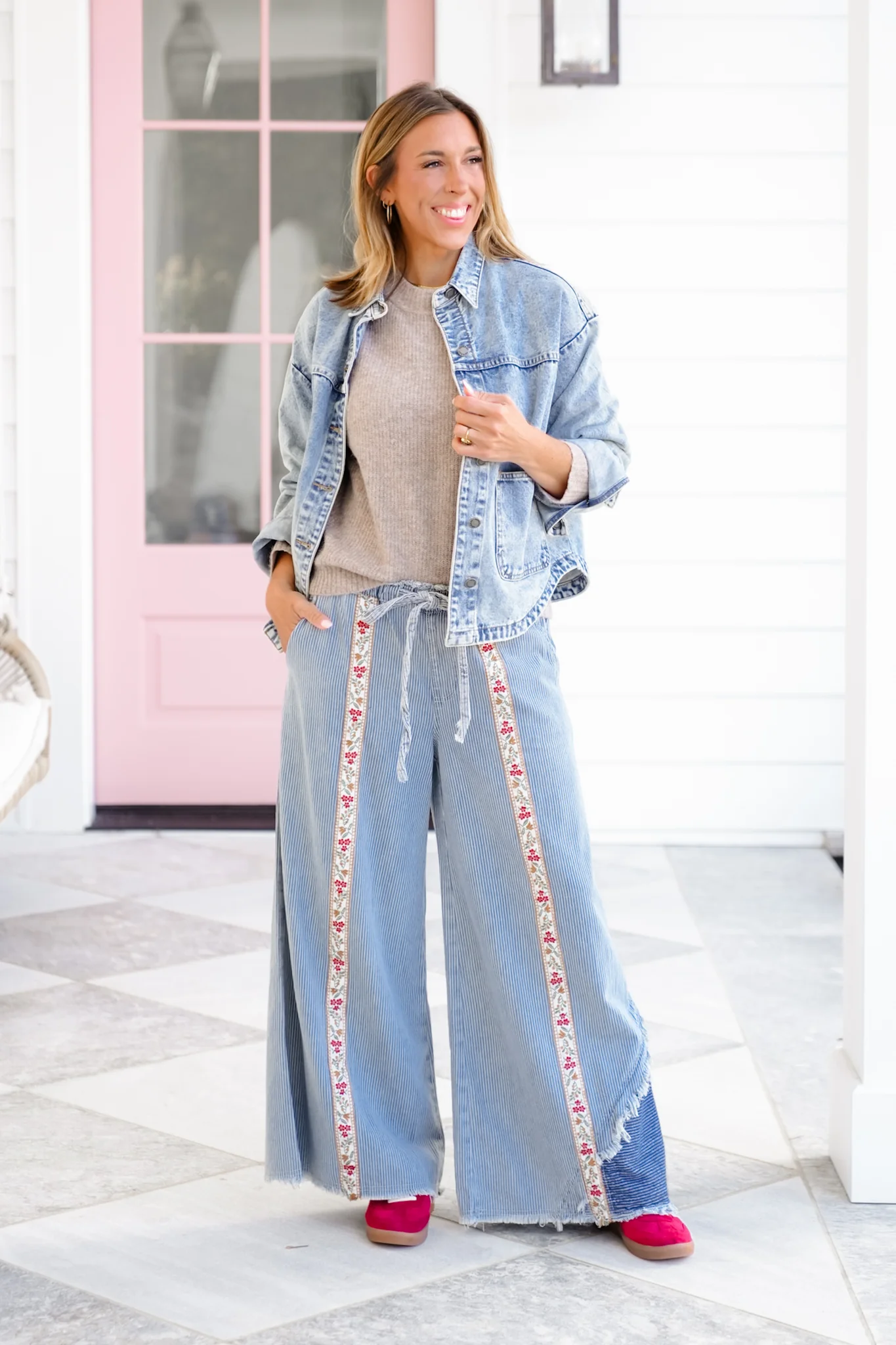 POL Stripe Elastic Waist Wide Leg Pants - Image 4