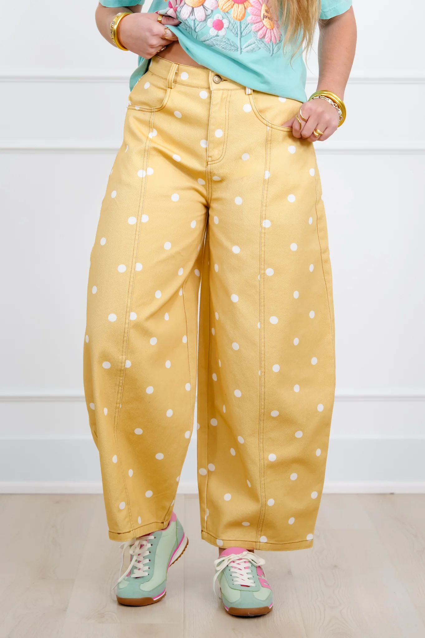 Polka Dot Print Wide Leg Pants - Image 2