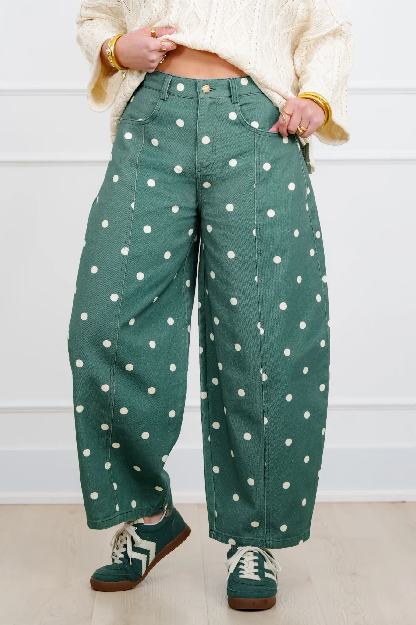 Polka Dot Print Wide Leg Pants - Image 5