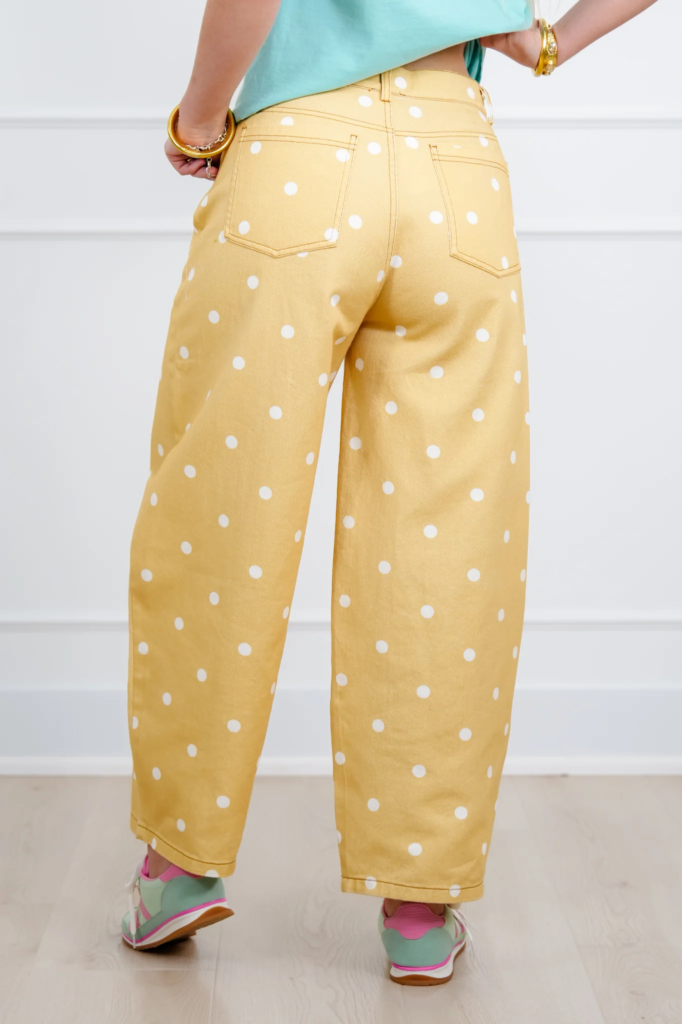 Polka Dot Print Wide Leg Pants - Image 7