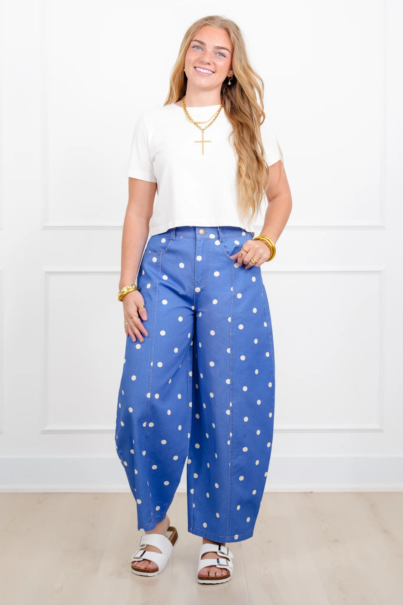 Polka Dot Print Wide Leg Pants - Image 8