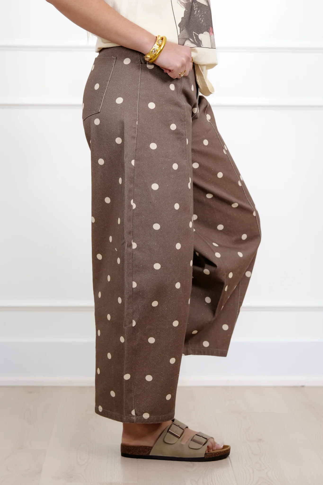 Polka Dot Print Wide Leg Pants - Image 9