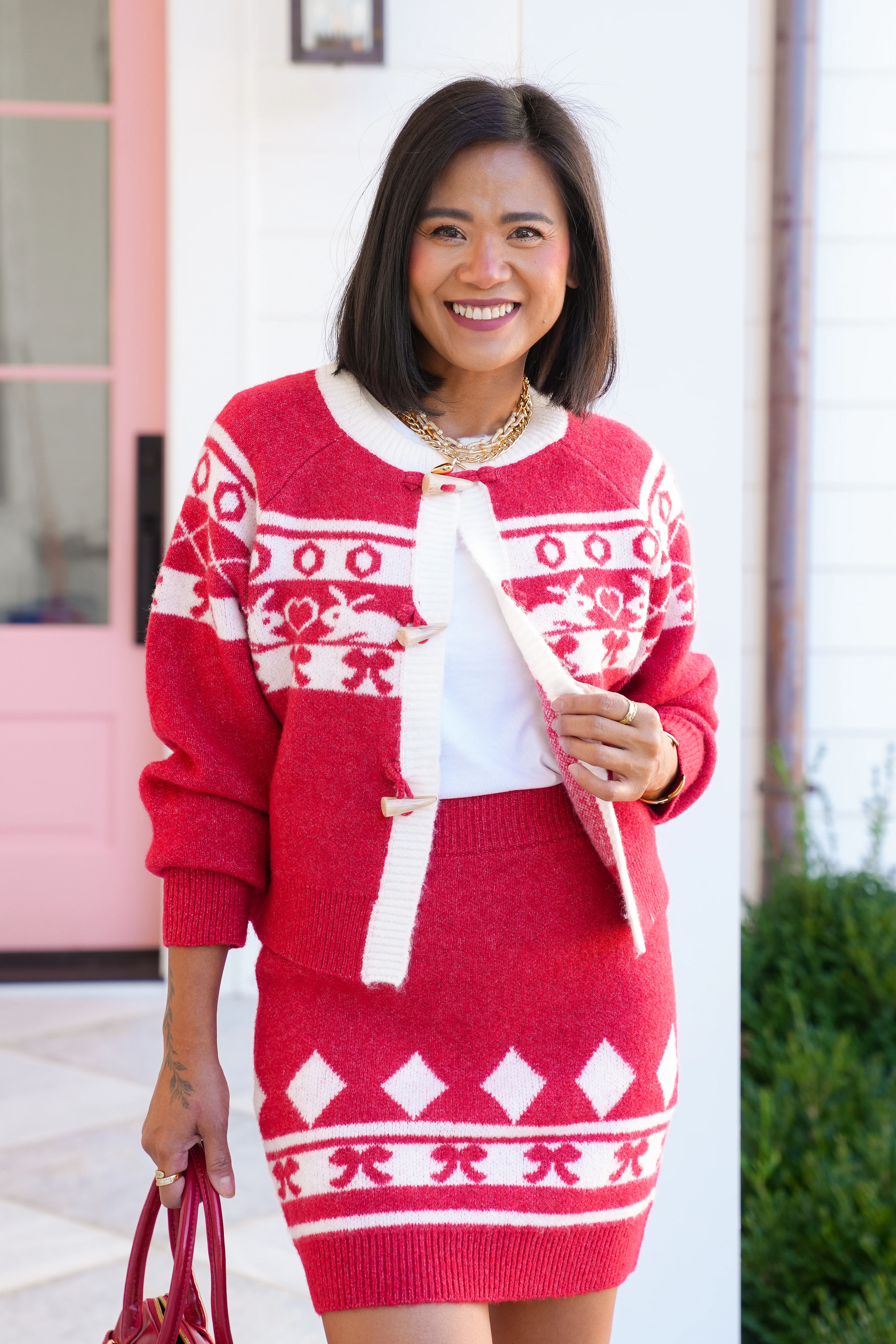 Print Long Sleeve Cardigan and Mini Skirt Set - Image 8