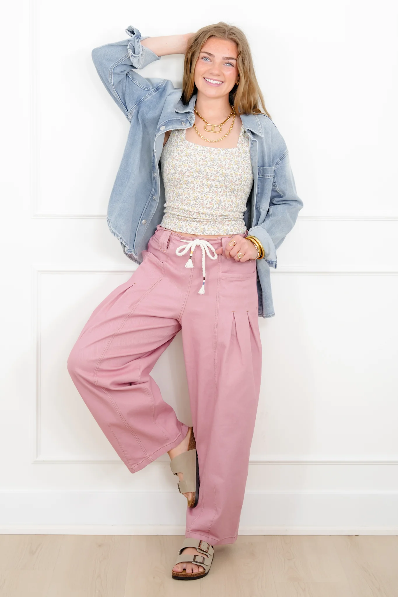 Pull On Barrel Pants with Pleated Detail - Image 2