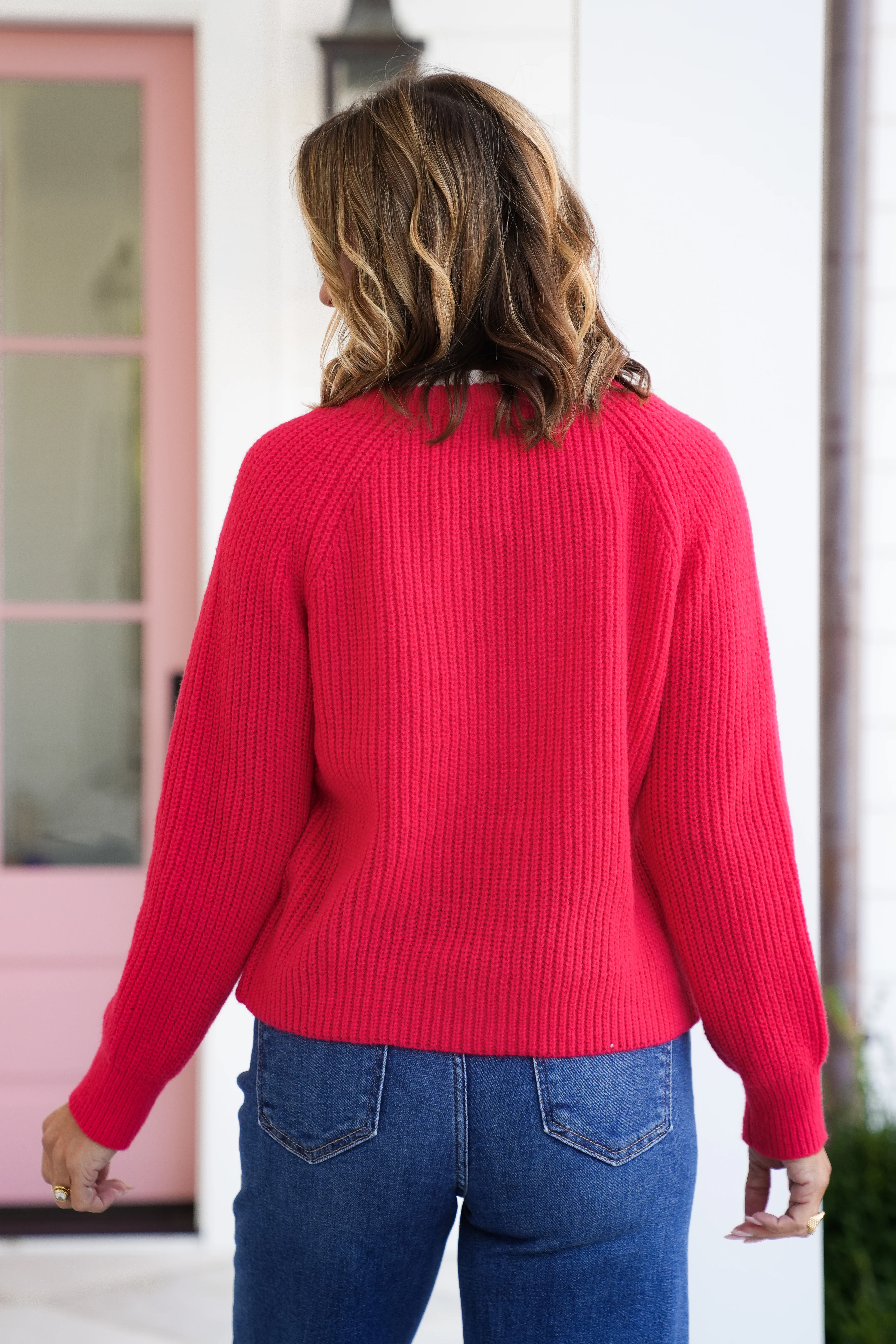 Red Long Sleeve Button Down Cardigan - Image 4