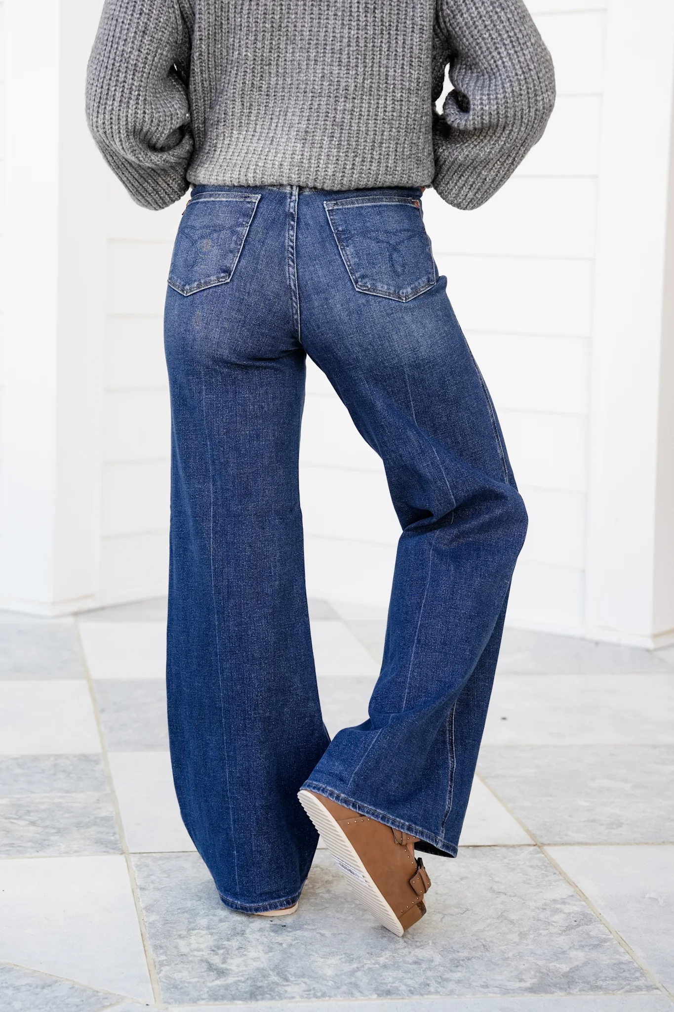 Restock! Judy Blue Retrograde High Rise Dark Wash Tummy Control Wide Leg Jeans - Image 3