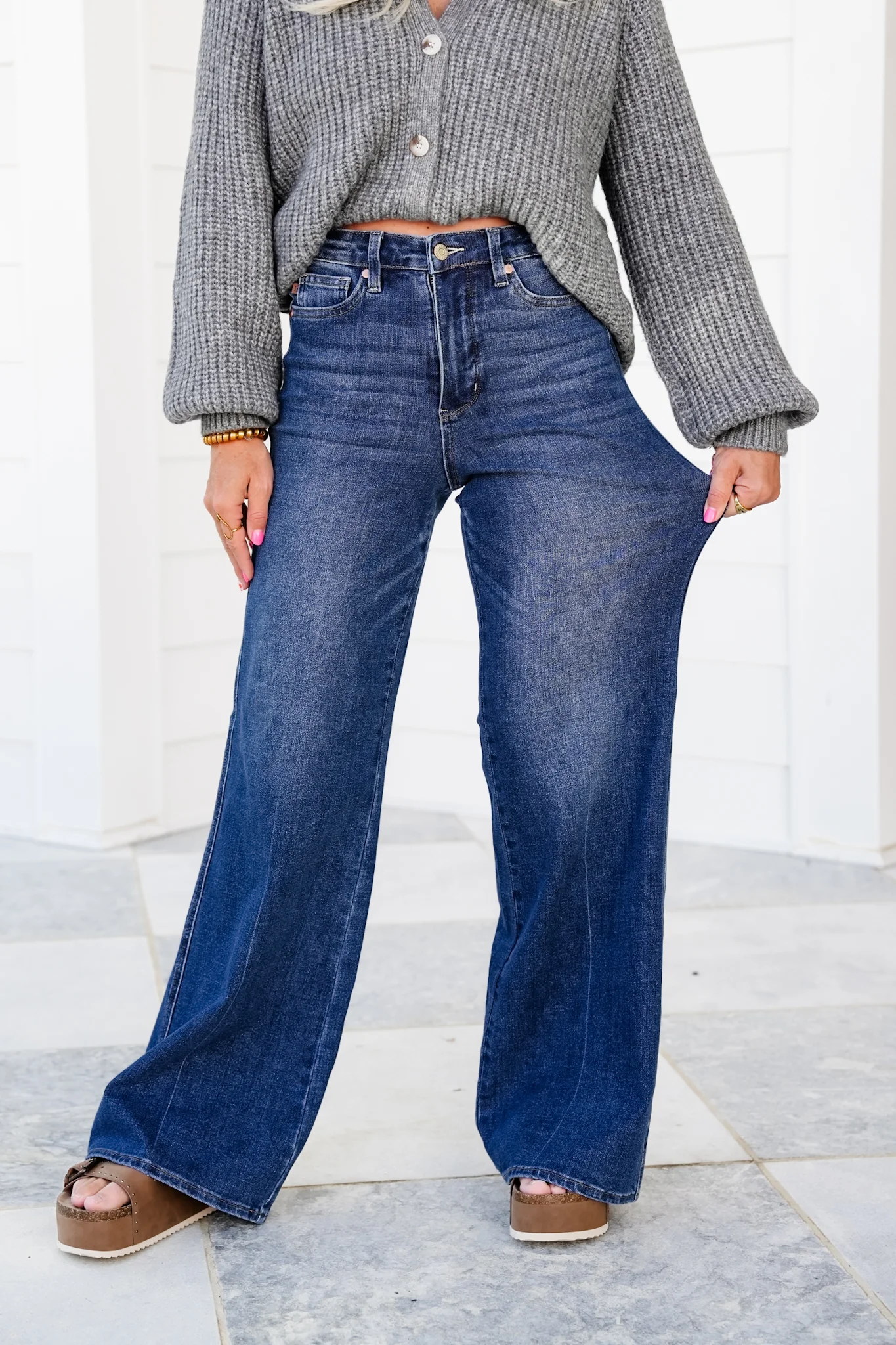Restock! Judy Blue Retrograde High Rise Dark Wash Tummy Control Wide Leg Jeans - Image 5
