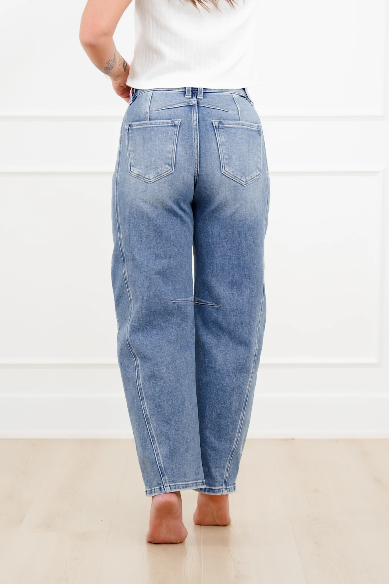 Restock! Risen The Hollis Rise Medium Wash Boyfriend Cuffed Barrel Jeans - Image 11