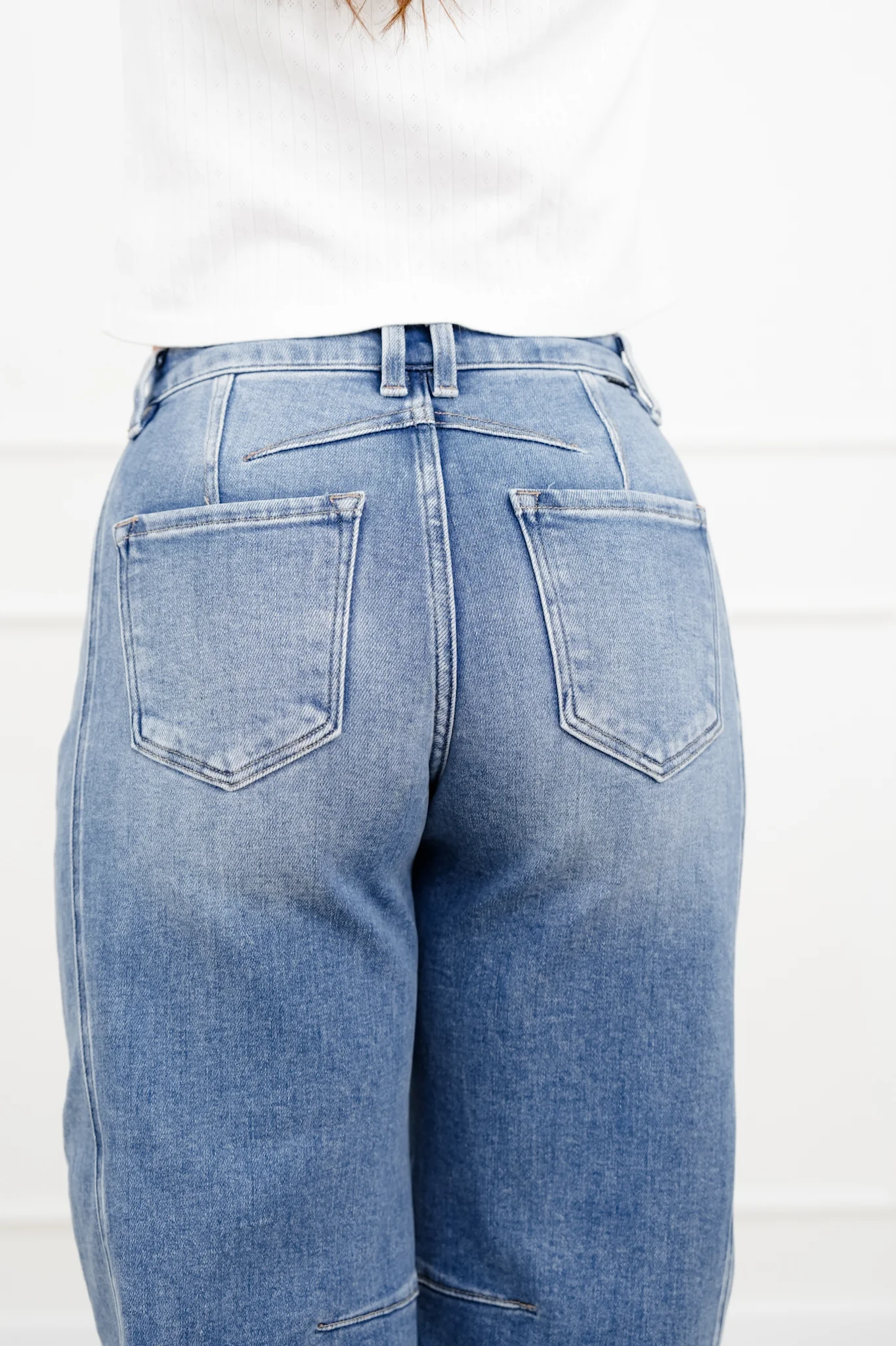 Restock! Risen The Hollis Rise Medium Wash Boyfriend Cuffed Barrel Jeans - Image 4