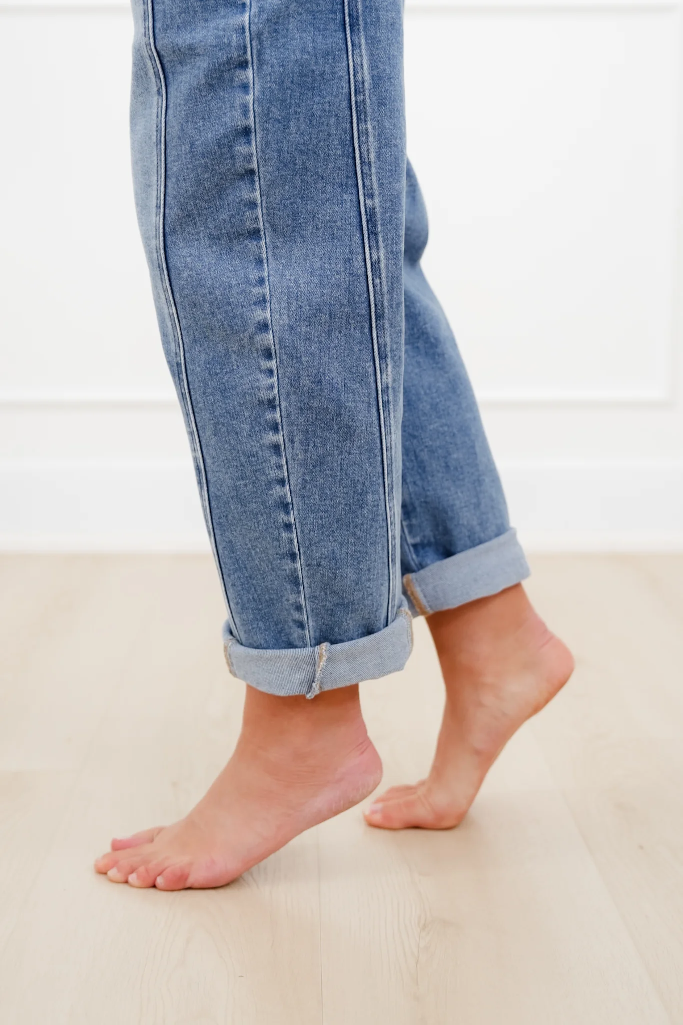 Restock! Risen The Hollis Rise Medium Wash Boyfriend Cuffed Barrel Jeans - Image 5