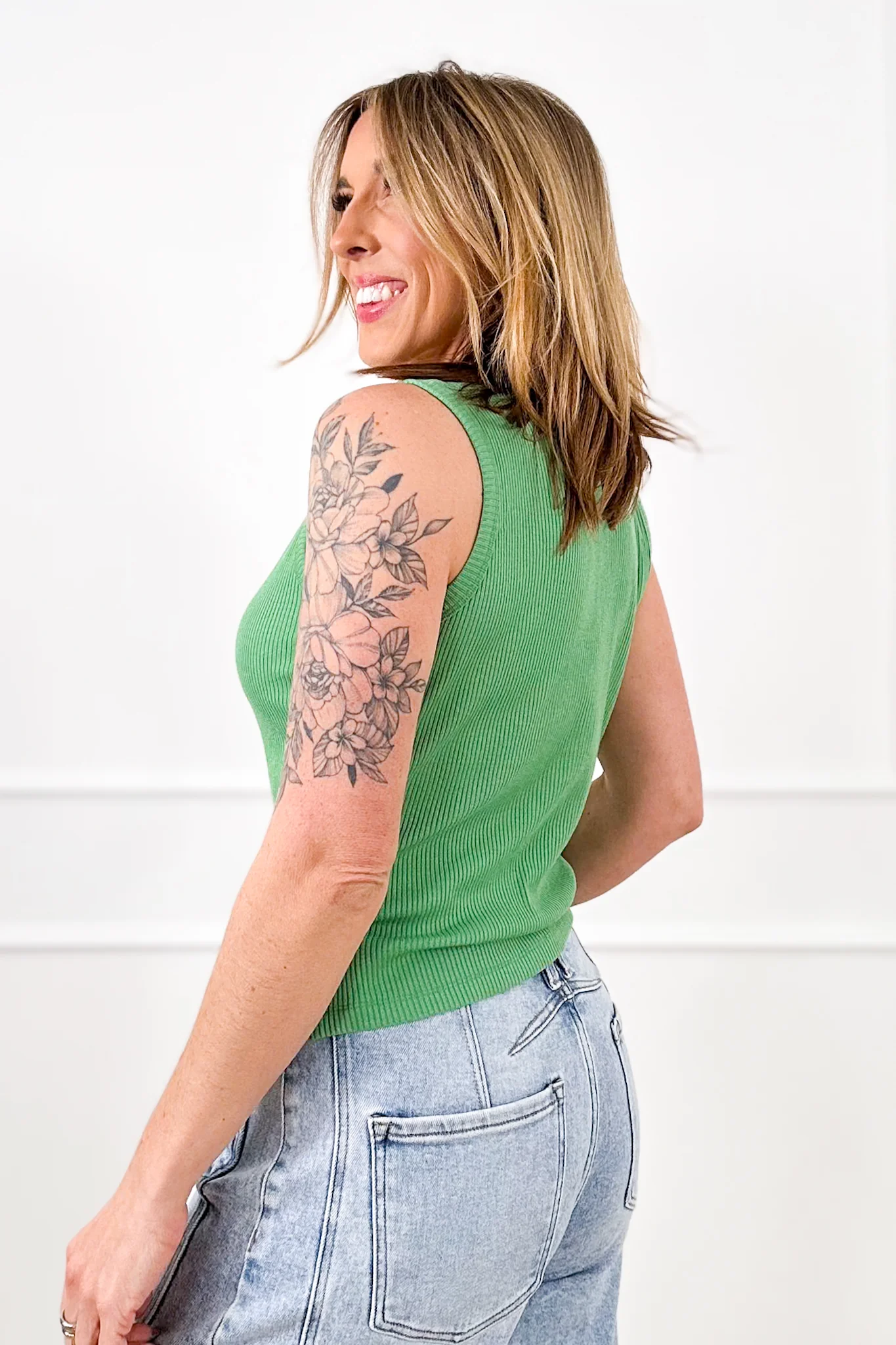 Ribbed Knit Button Down Tank Top - Image 9