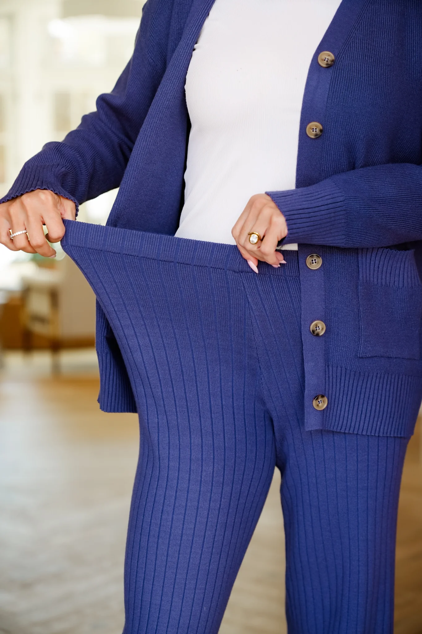 Ribbed Knit Elastic Waist Sweater Pants - Image 5