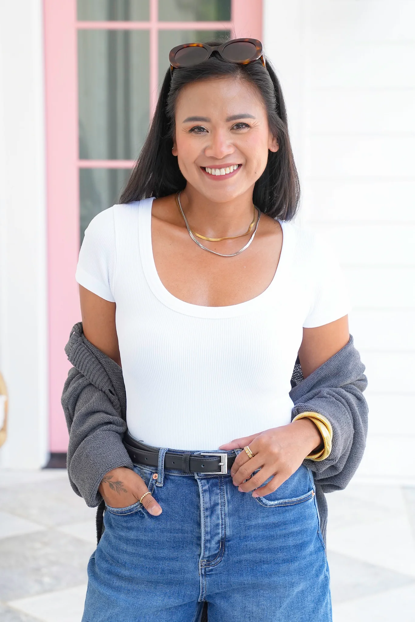 Ribbed Knit Short Sleeve Scoop Neck Bodysuit - Image 3