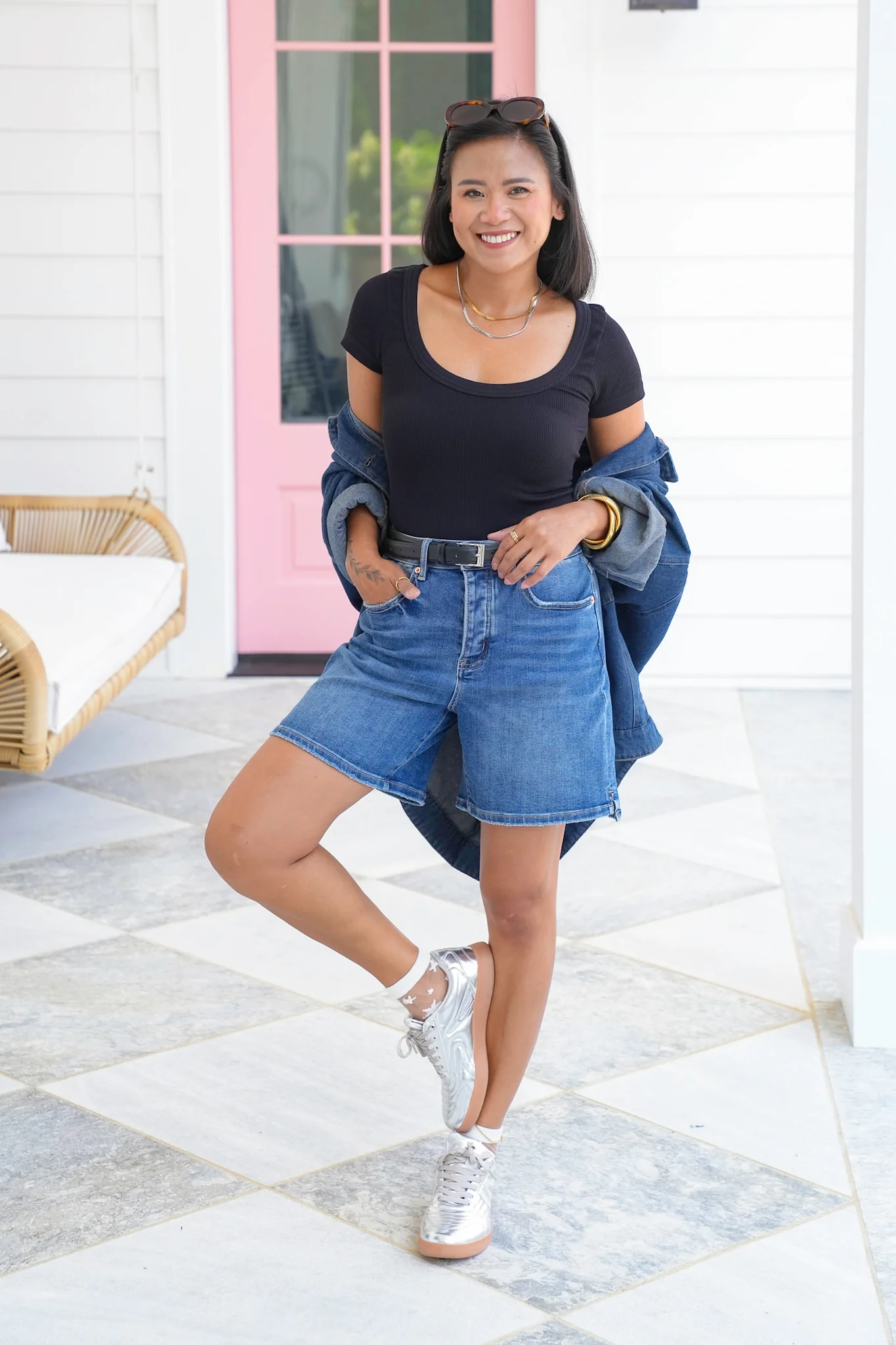 Ribbed Knit Short Sleeve Scoop Neck Bodysuit - Image 4