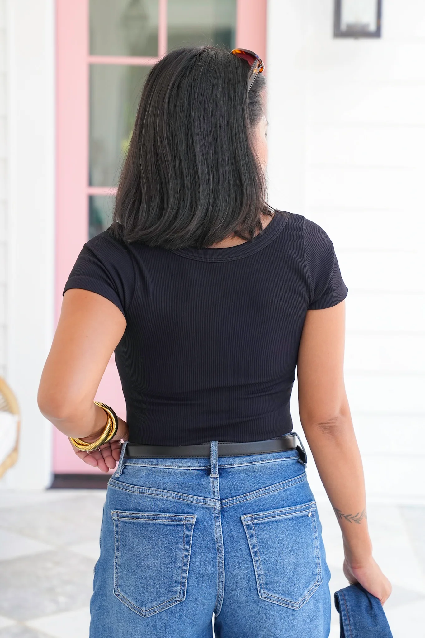Ribbed Knit Short Sleeve Scoop Neck Bodysuit - Image 6