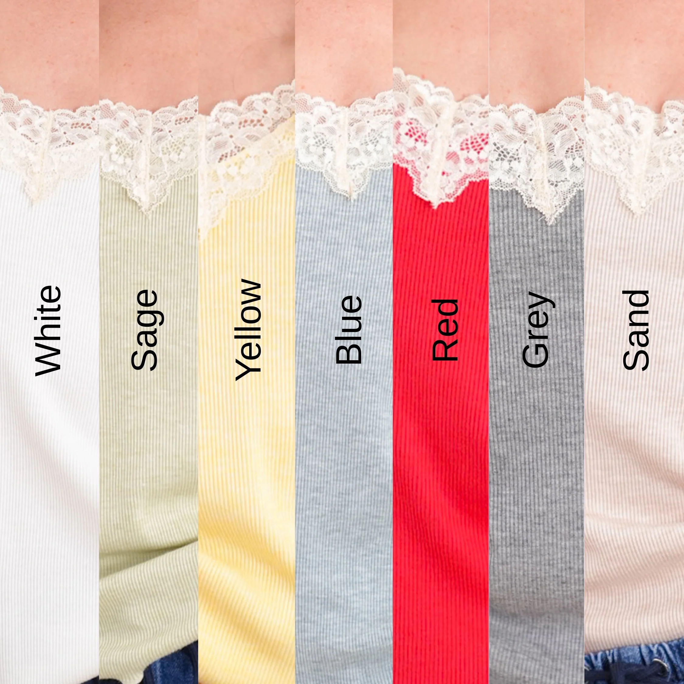 Ribbed Knit Tank Top with Lace Trim - Image 13