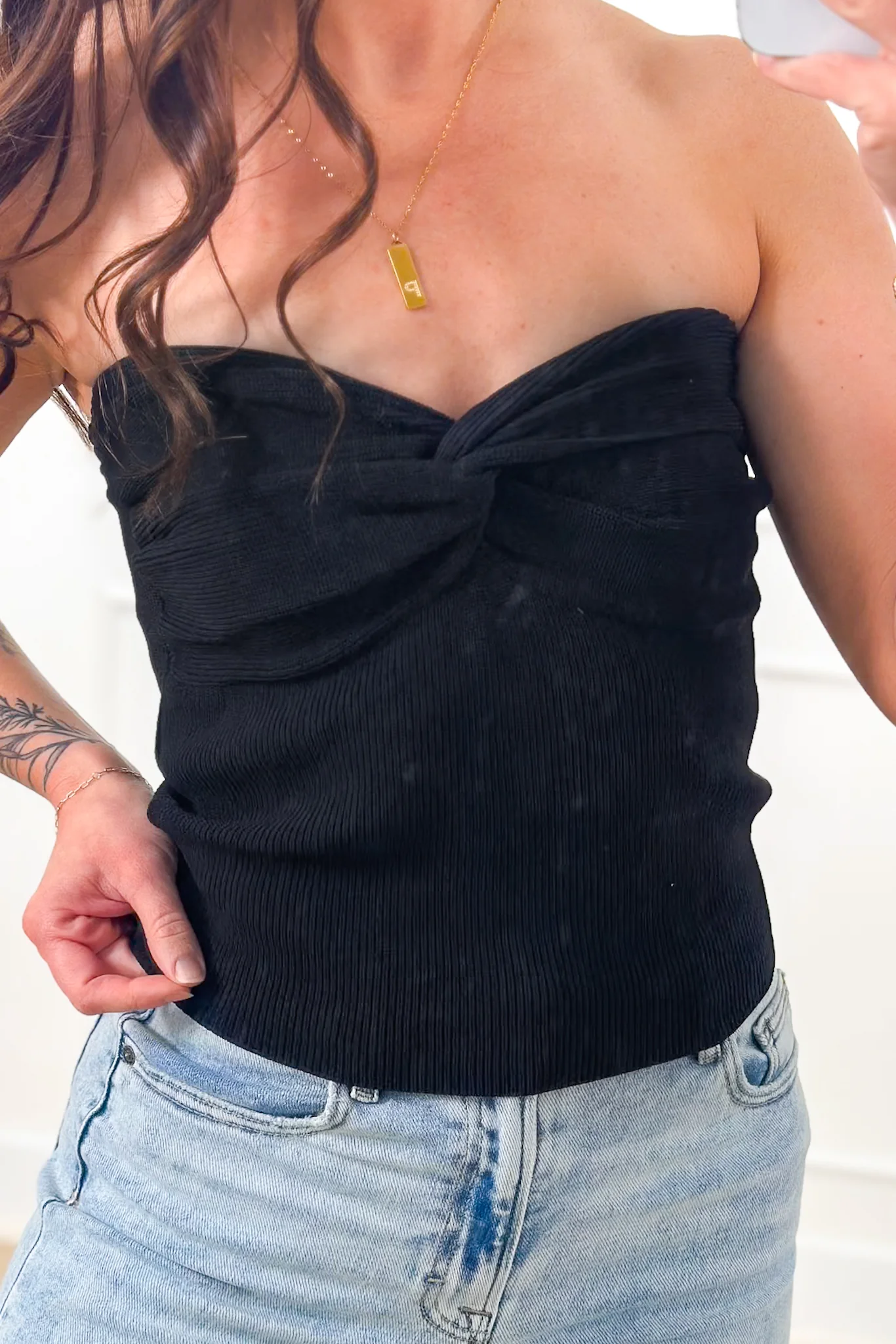 Ribbed Knit Twist Front Tube Top - Image 11