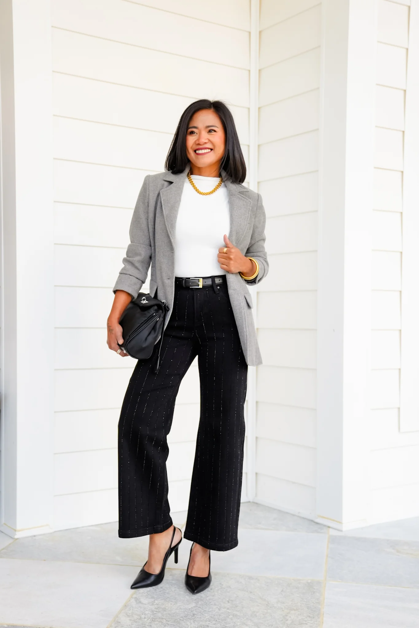 Risen High Rise Black Crop Wide Leg Jeans with Rhinestones - Image 3