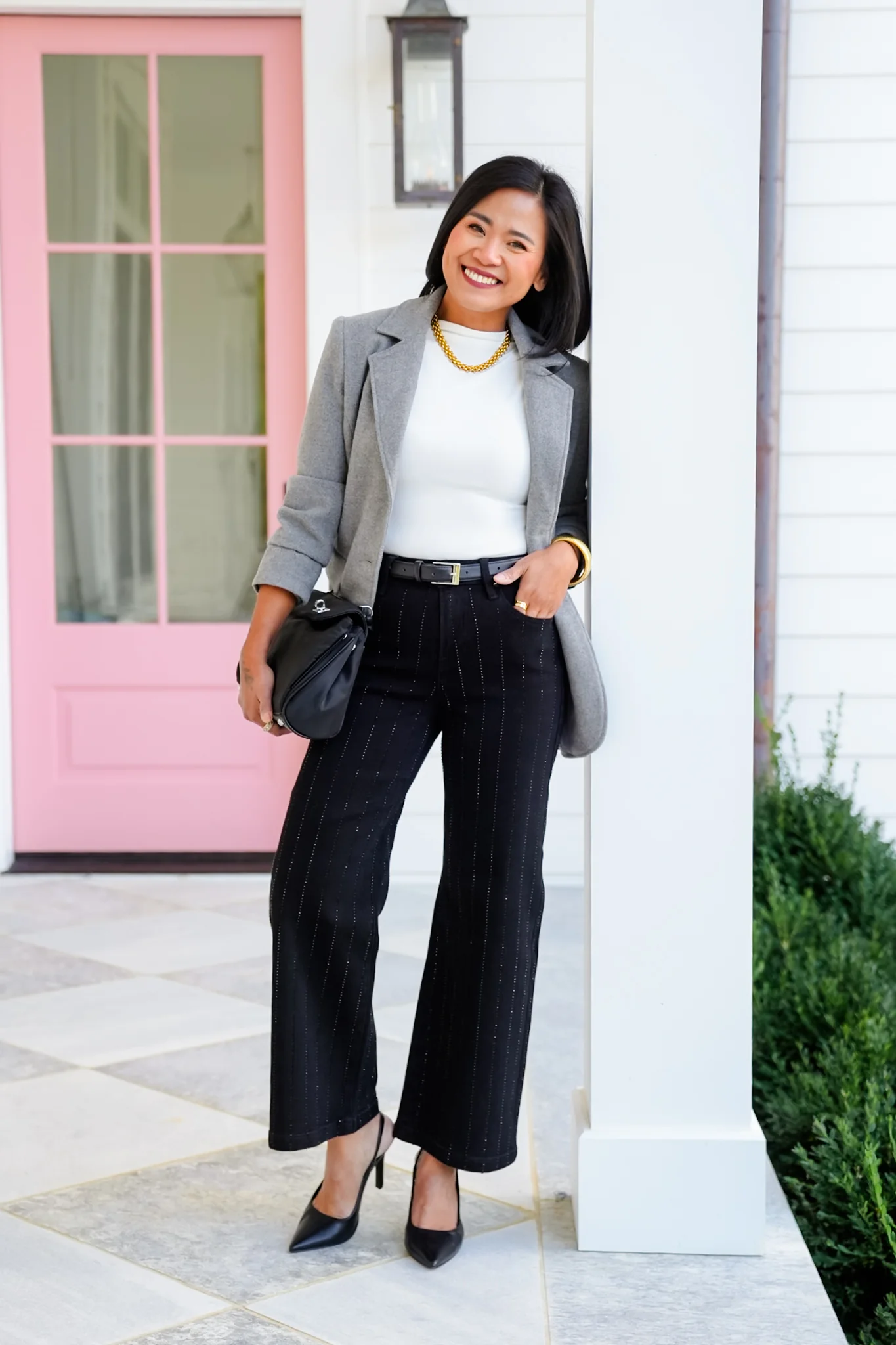 Risen High Rise Black Crop Wide Leg Jeans with Rhinestones - Image 5