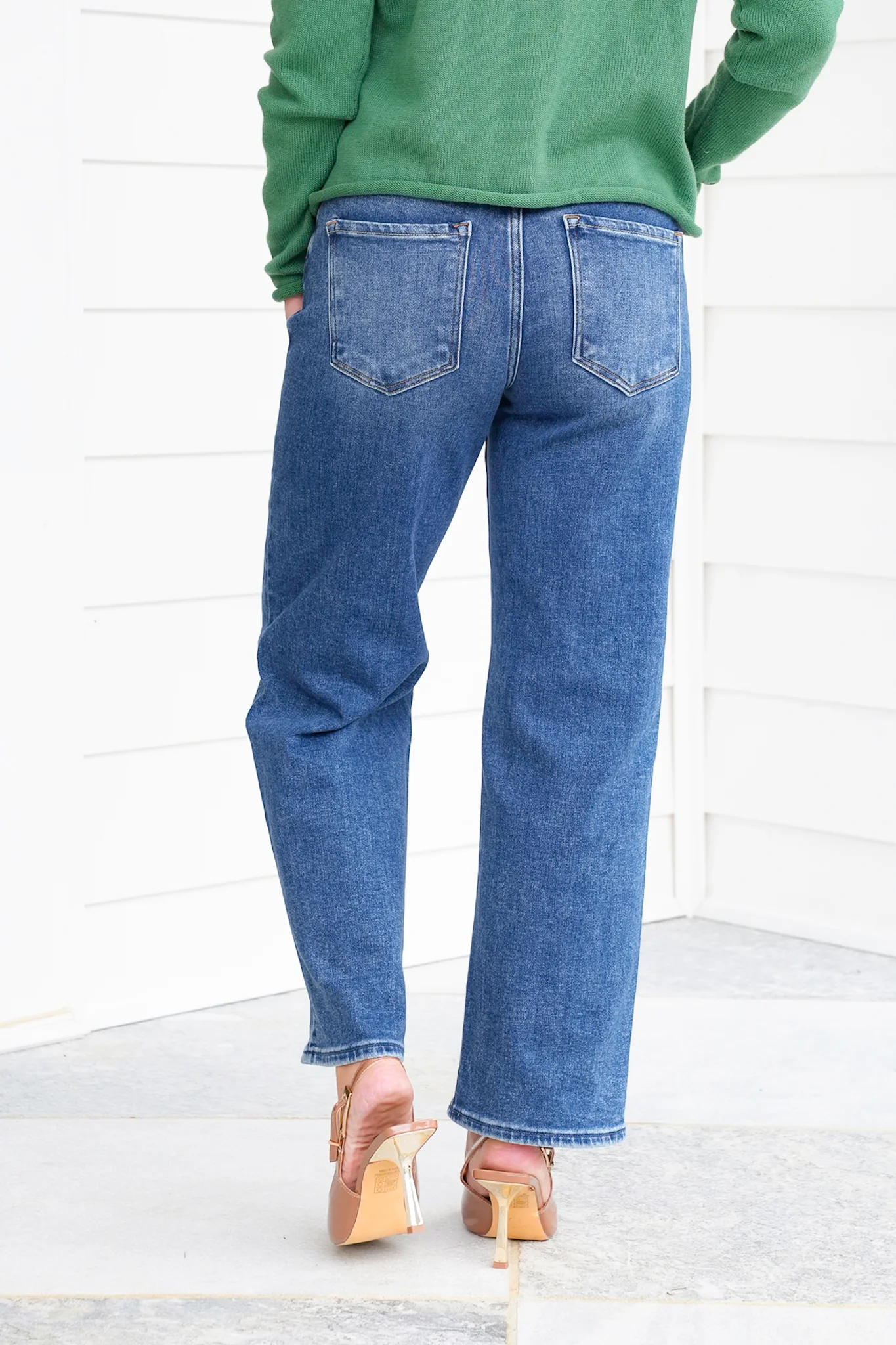 Risen High Rise Dark Wash Ankle Barrel Jeans with Cuff - Image 5