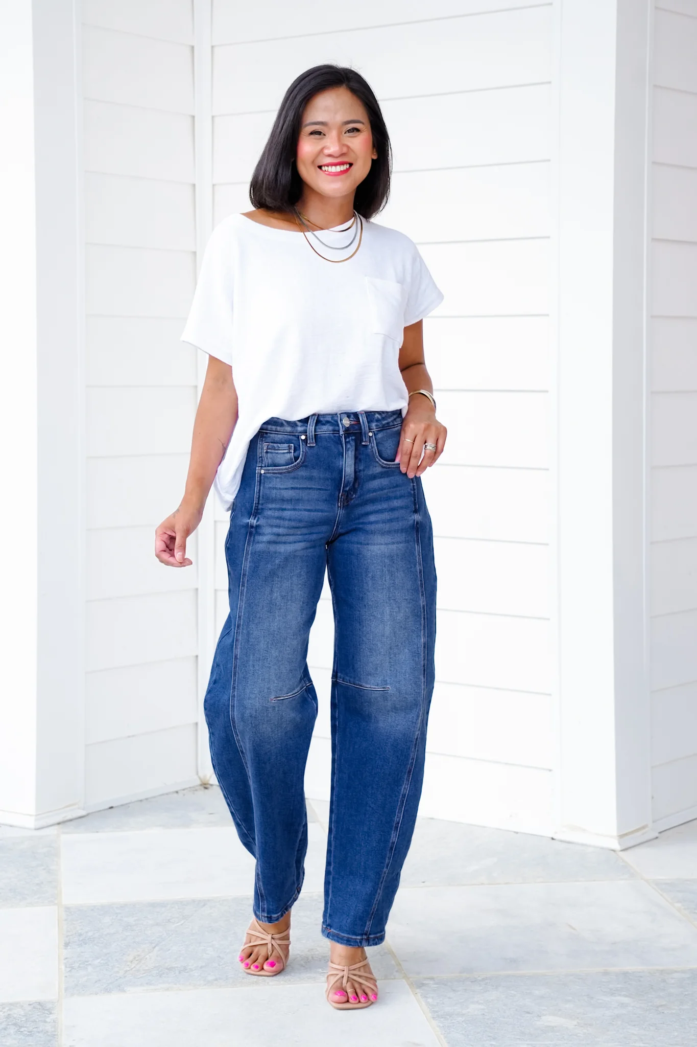 Restock! Risen High Rise Dark Wash Boyfriend Cuffed Barrel Jeans - Image 6