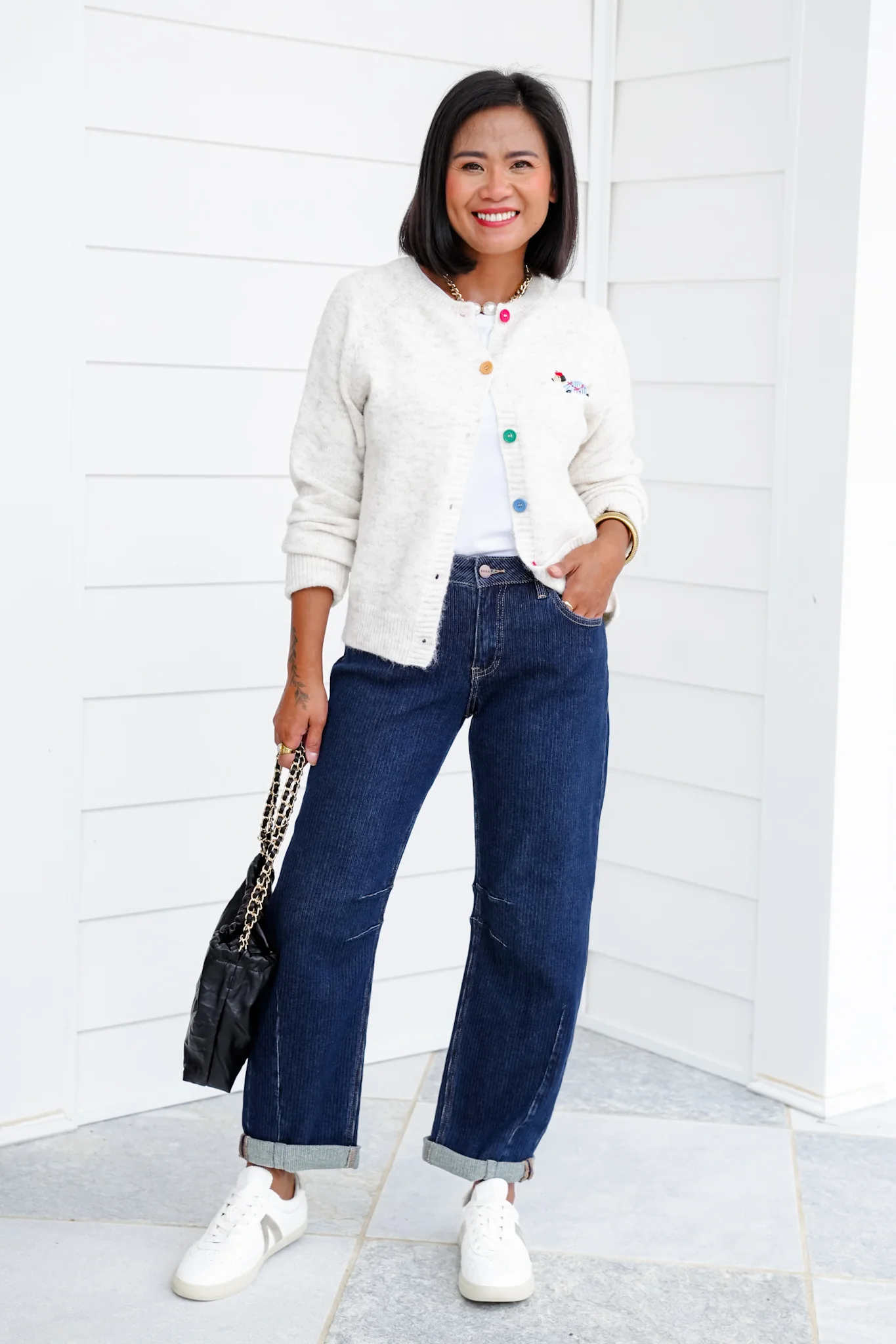 Risen Sunday Market High Rise Dark Wash Textured Barrel Jeans - Image 8