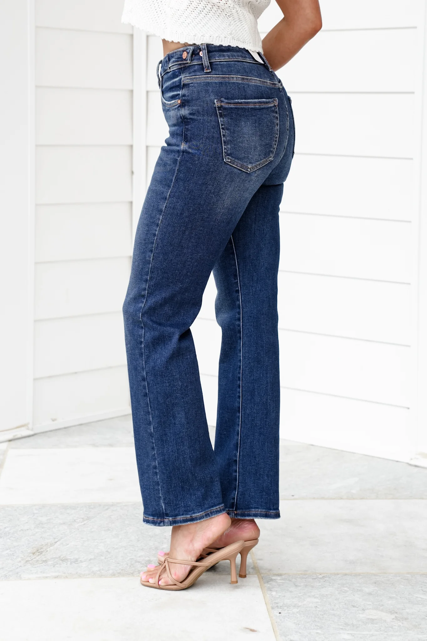 Risen The One and Only High Rise Dark Wash Tummy Control Straight Leg Jeans with Adjustable Waistband - Image 9