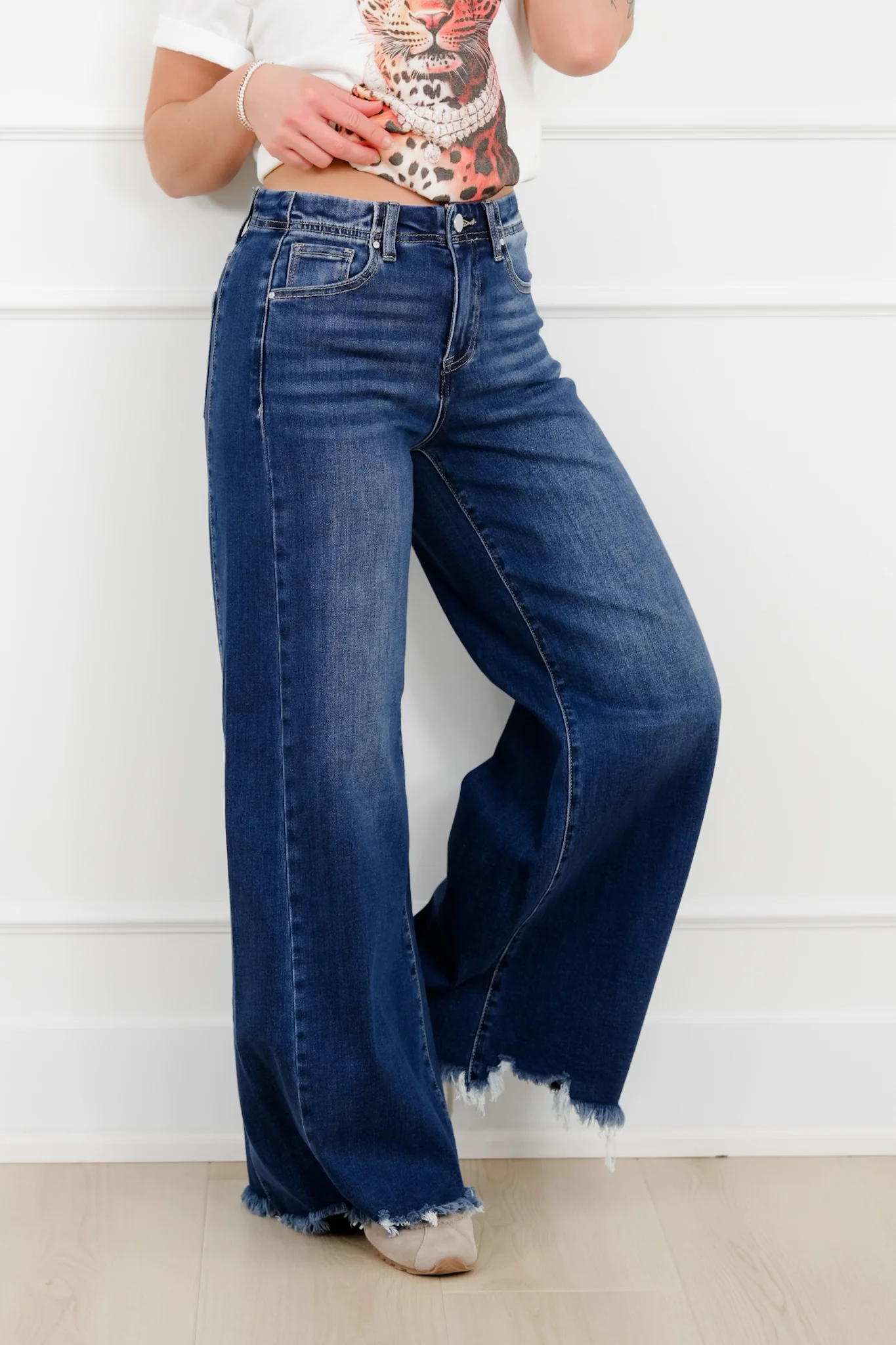 Restock! Risen High Rise Dark Wash Wide Leg Jeans - Image 17