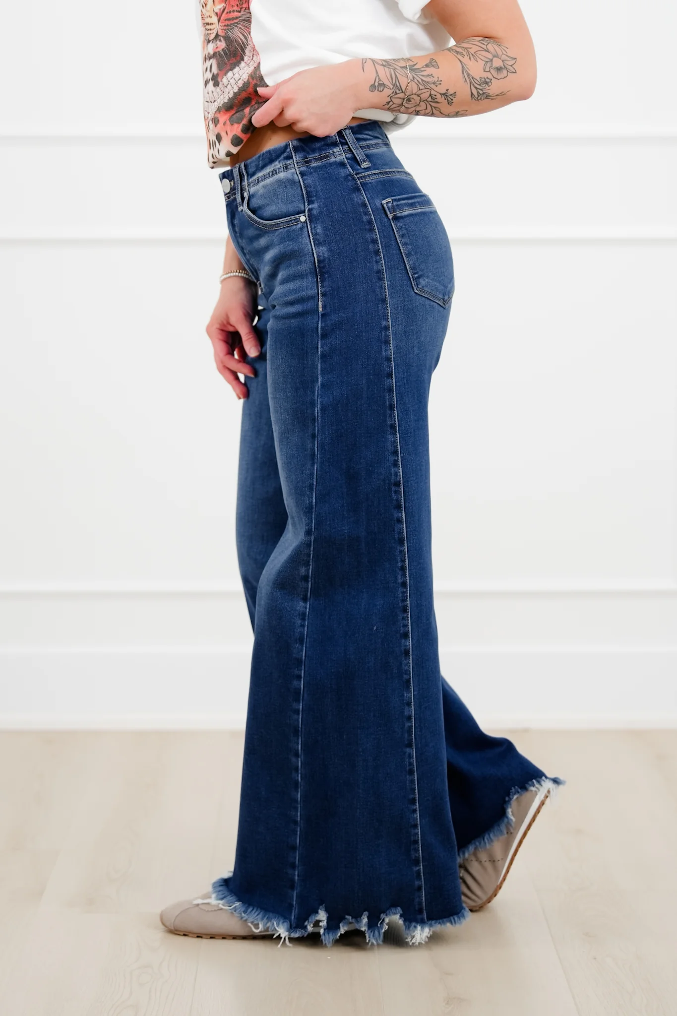 Restock! Risen High Rise Dark Wash Wide Leg Jeans - Image 18
