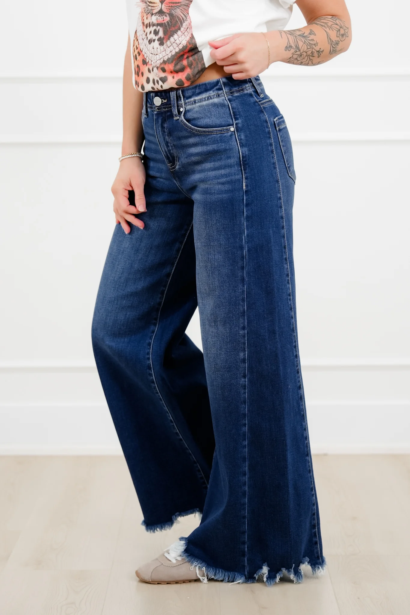 Restock! Risen High Rise Dark Wash Wide Leg Jeans - Image 19