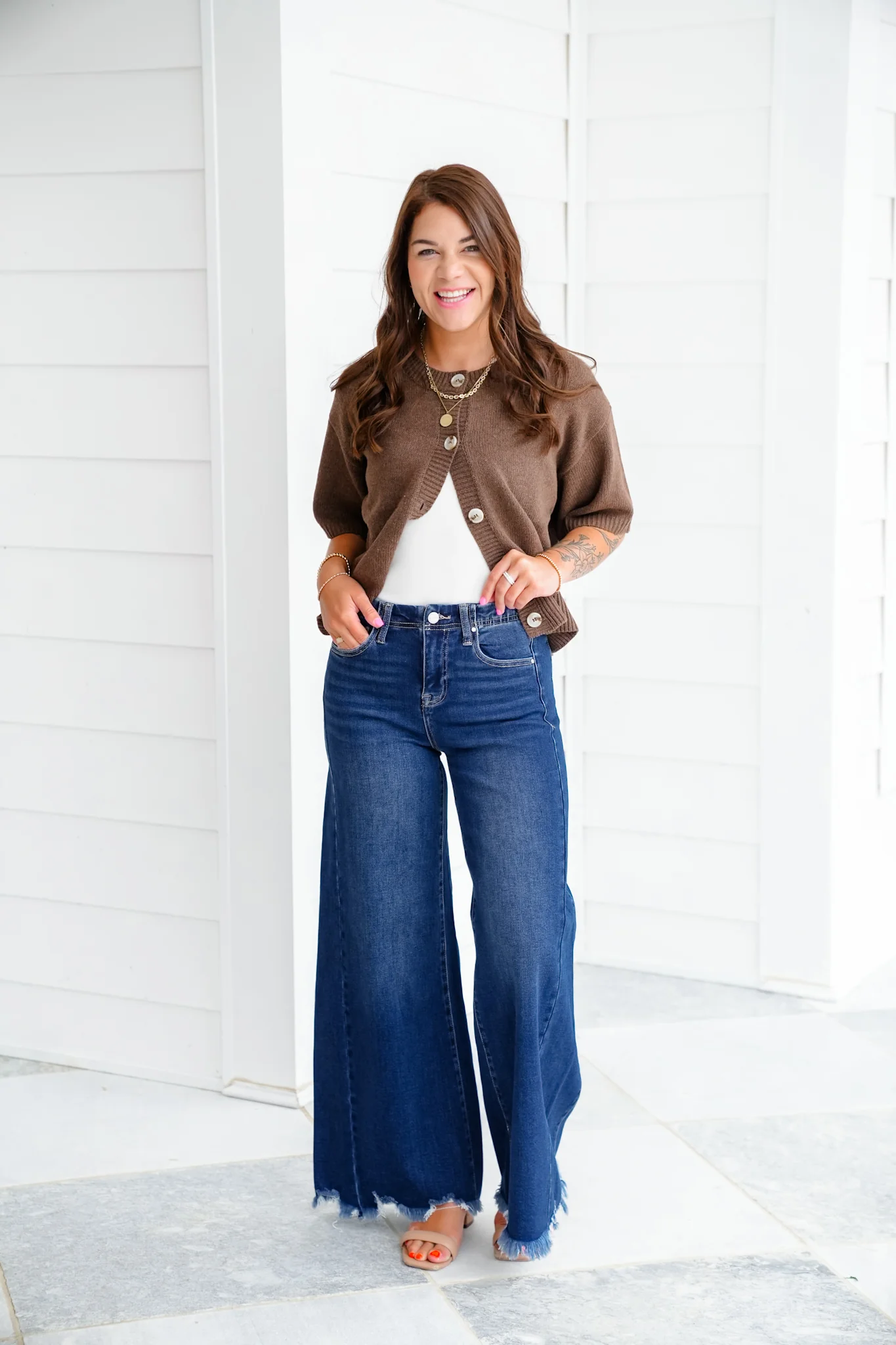 Restock! Risen High Rise Dark Wash Wide Leg Jeans - Image 3