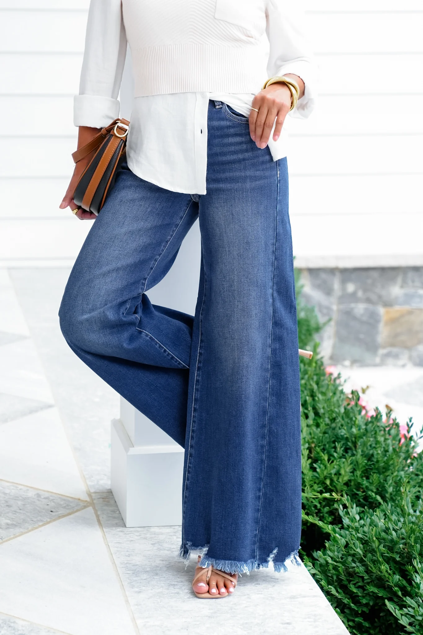 Restock! Risen High Rise Dark Wash Wide Leg Jeans - Image 8