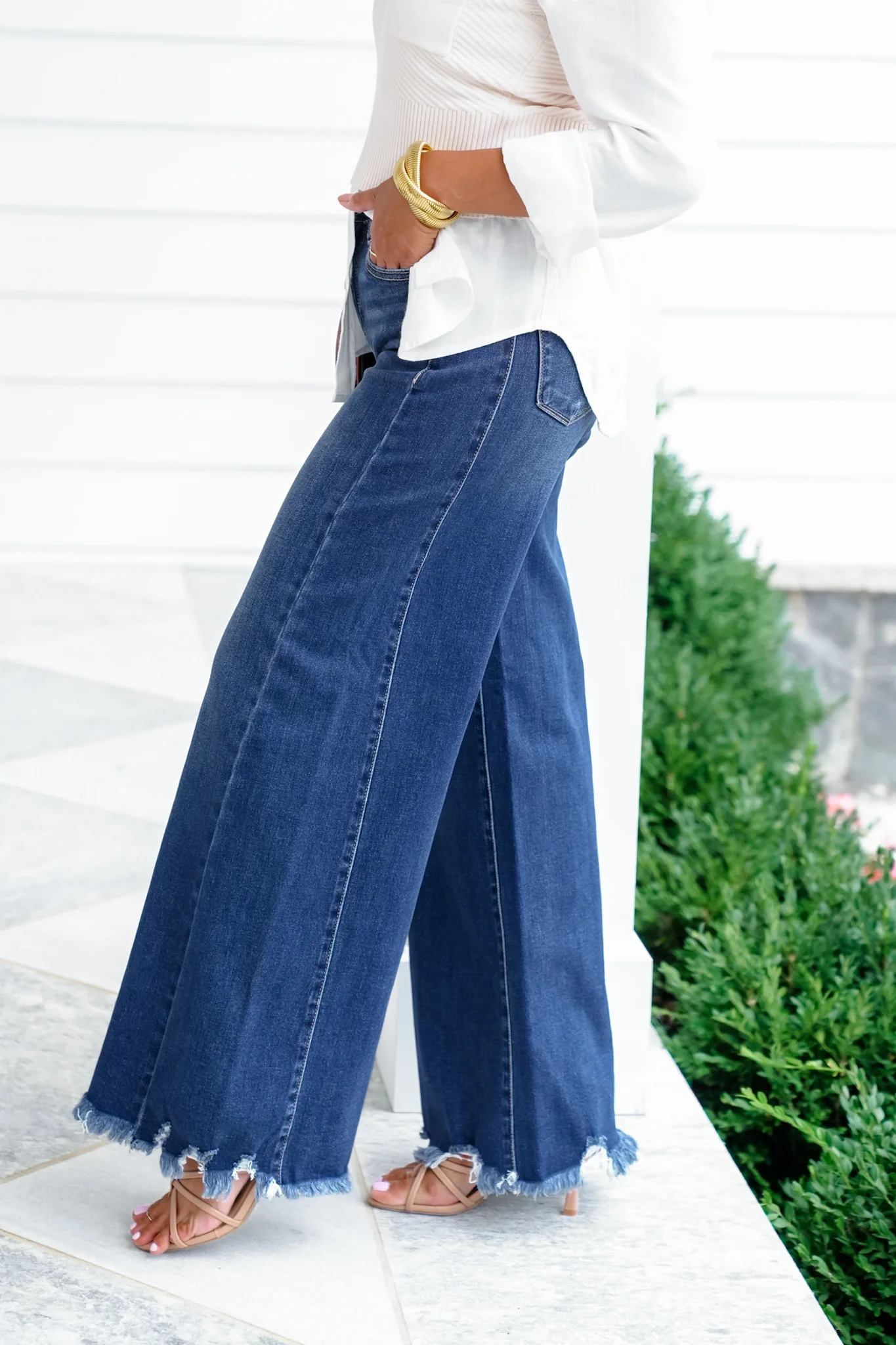 Restock! Risen High Rise Dark Wash Wide Leg Jeans - Image 9