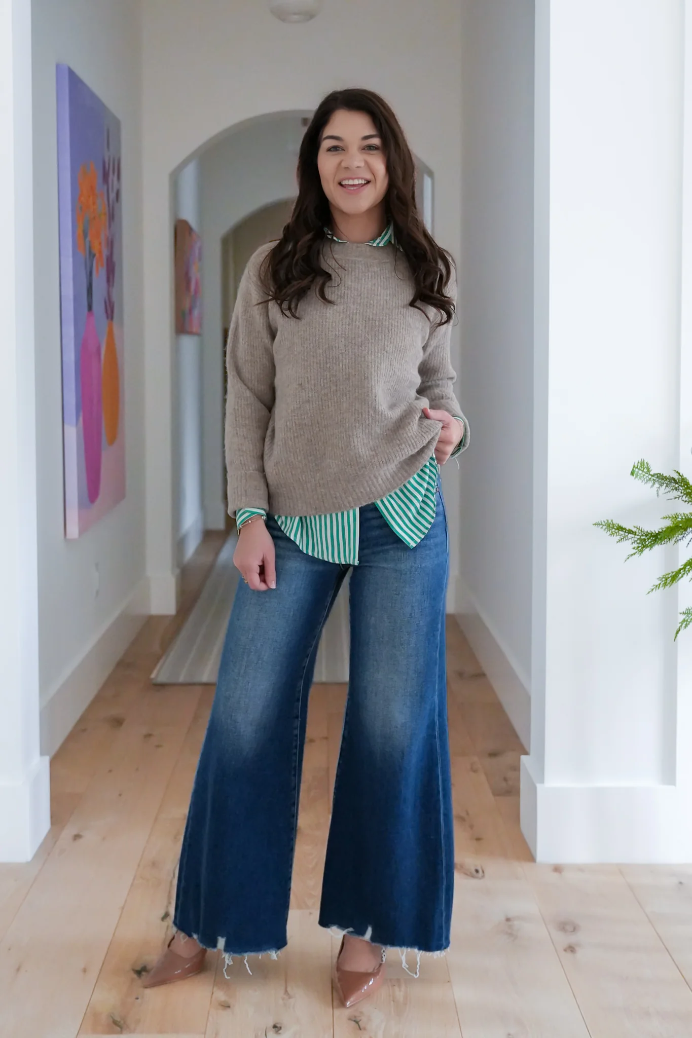 Risen High Rise Dark Wash Wide Leg Jeans - Image 4